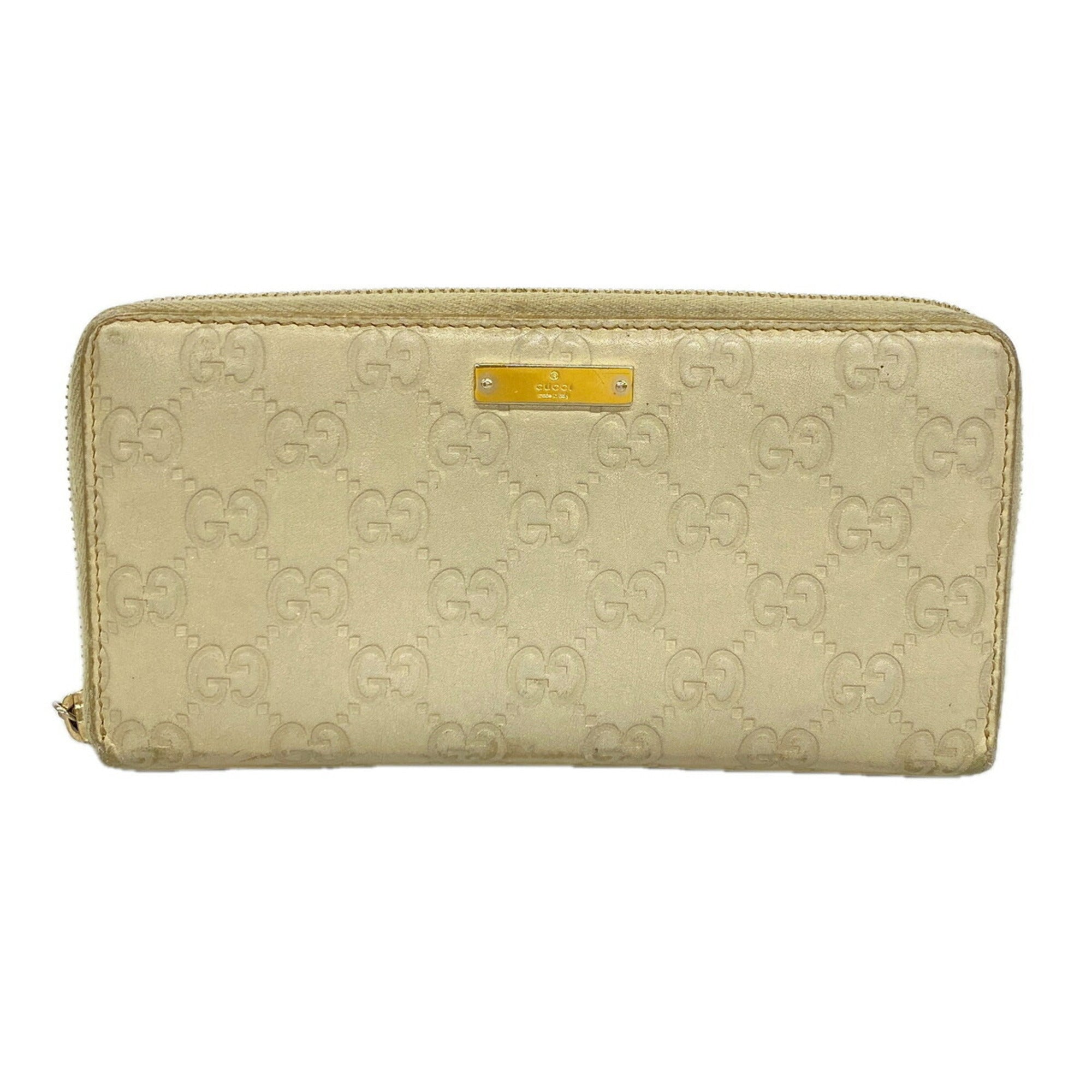 Gucci Beige Leather Long Wallet (Bi-Fold) (Pre-Owned)
