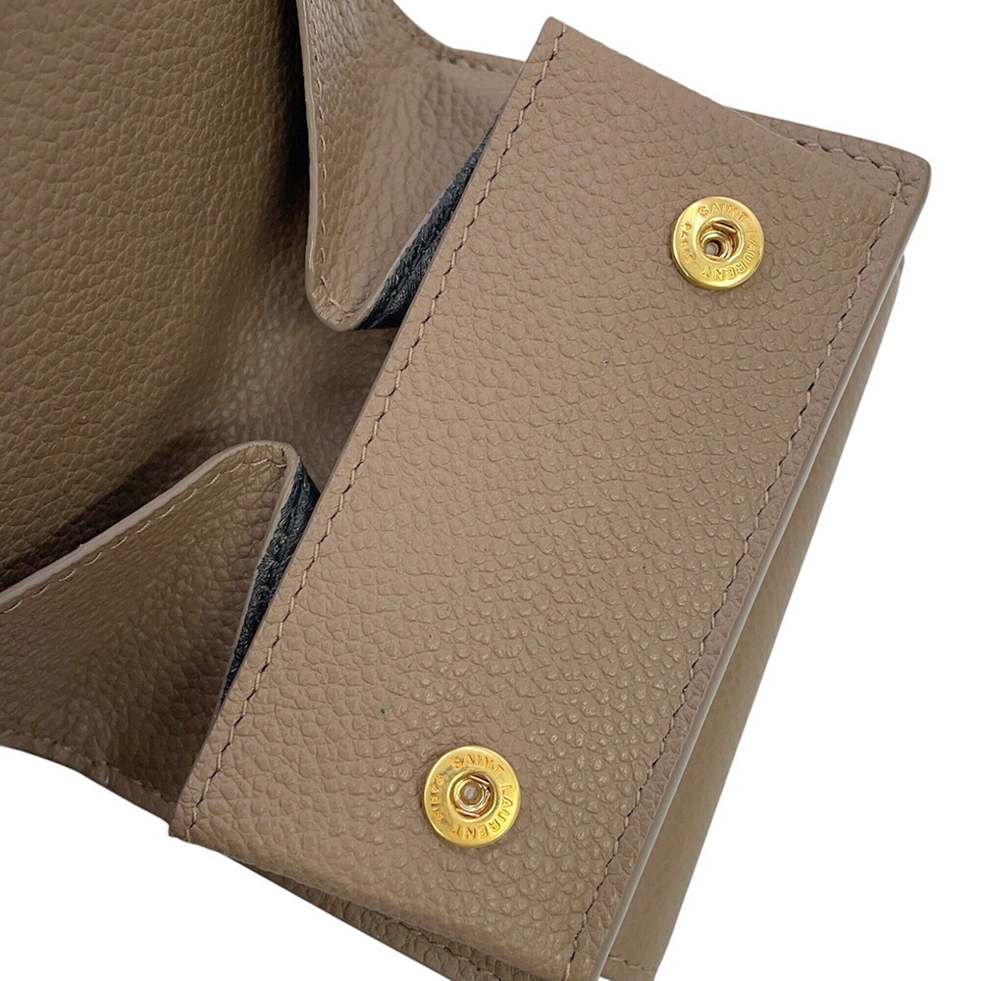 Yves Saint Laurent Brown Leather Wallet (Tri-Fold) (Pre-Owned)