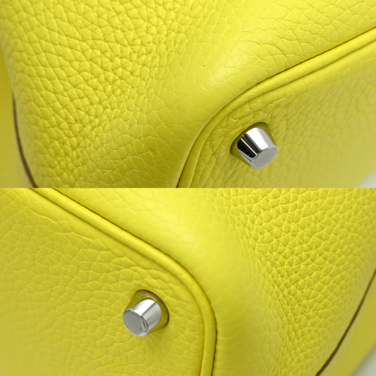 Hermes Lime Yellow Taurillon Clemence Leather Handbag (Pre-Owned)