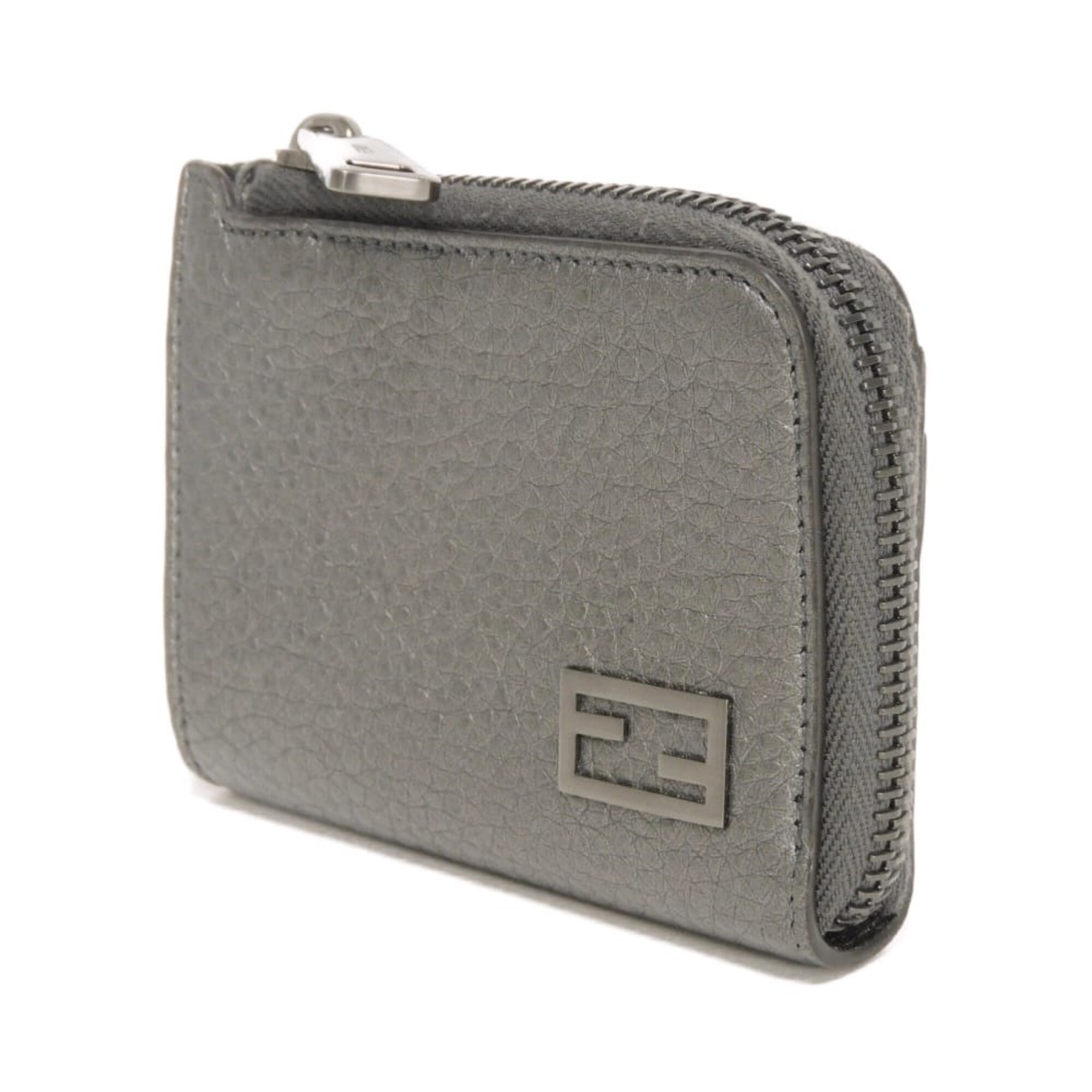 Fendi Gunmetal Metallic Gray Coin Purse/Coin Case (Pre-Owned)