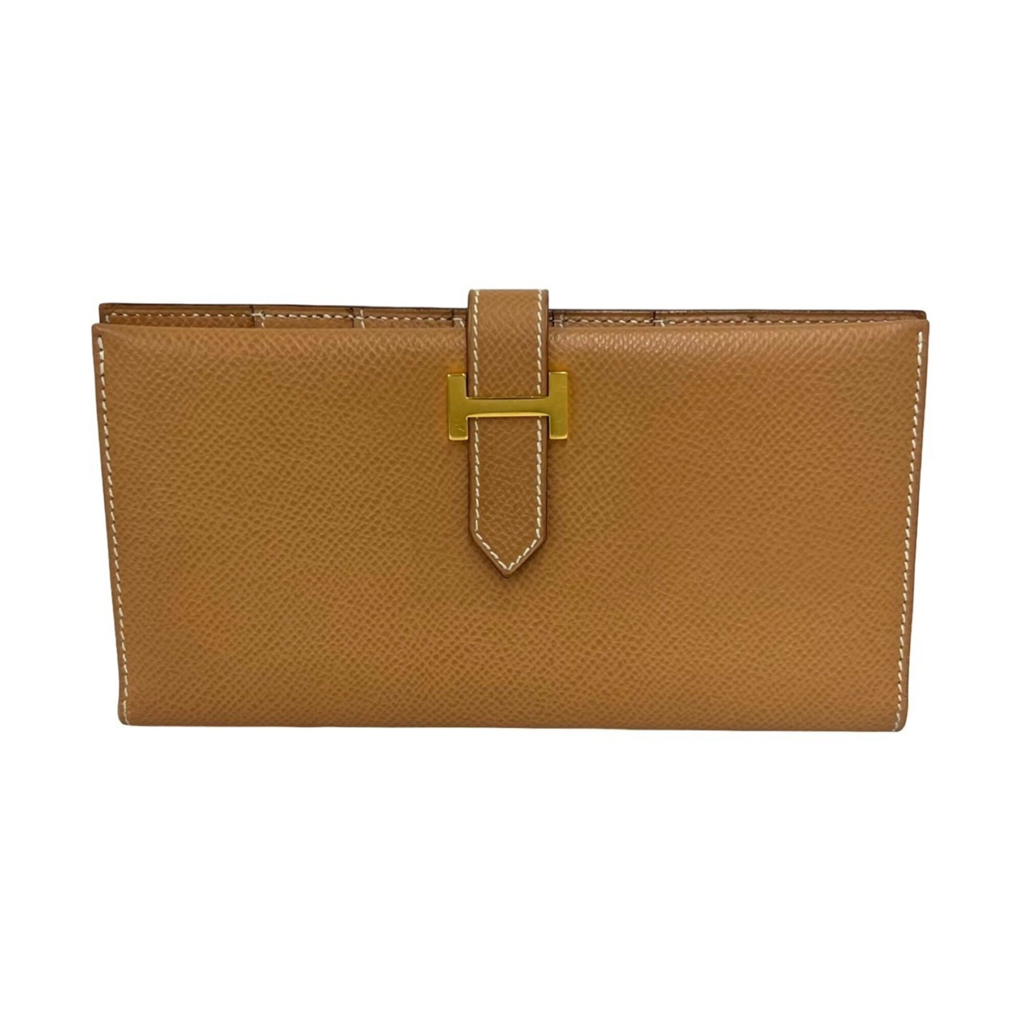 Hermes Brown Courchevel Leather Long Wallet (Bi-Fold) (Pre-Owned)