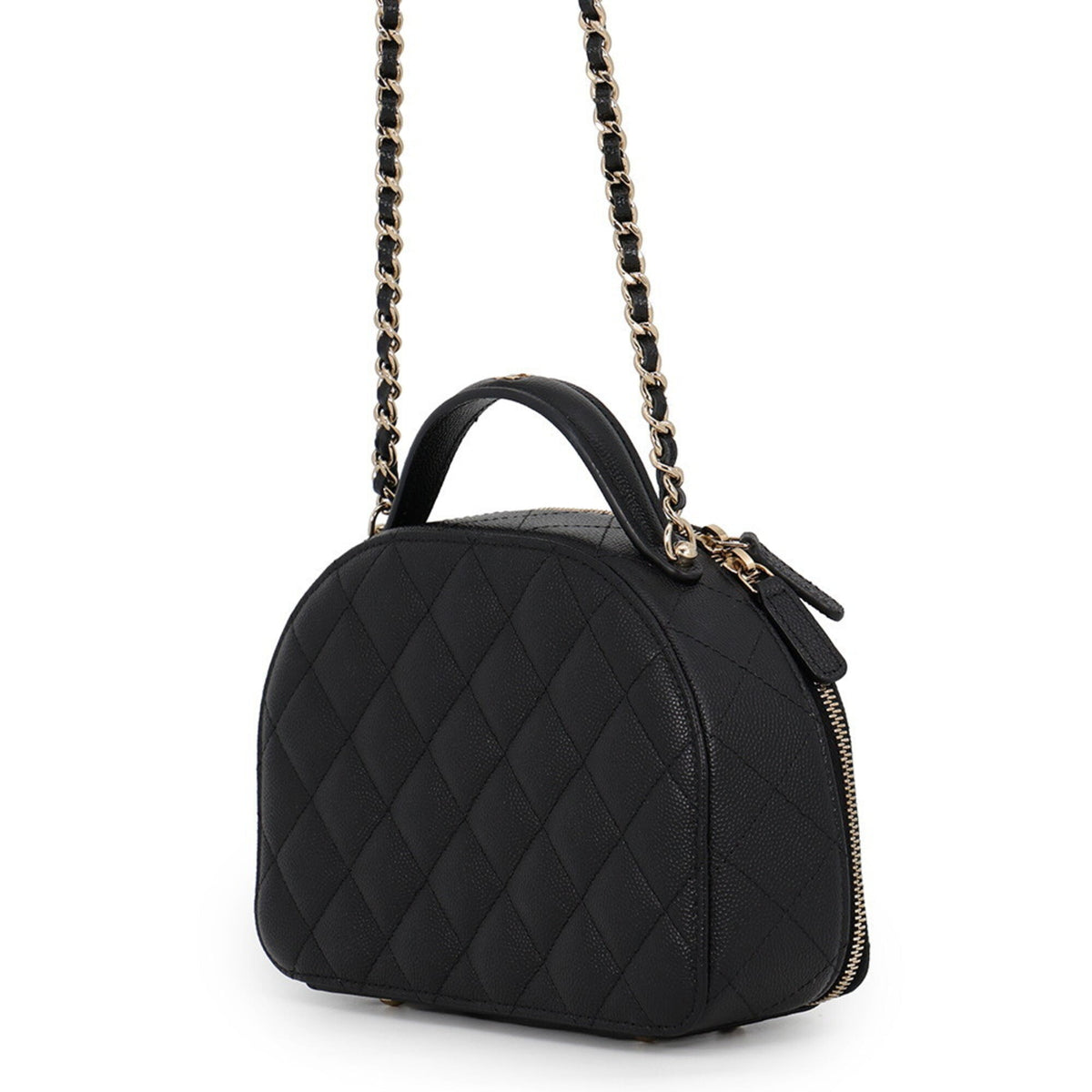 Chanel Matelasse Black Grained Calfskin Handbag Shoulder Bag (Pre-Owned)