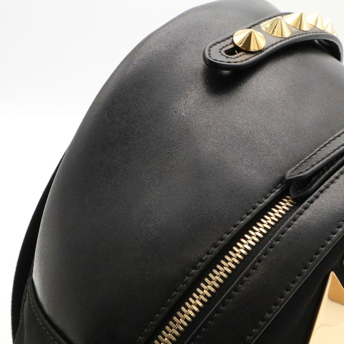 Fendi Black Nylon Leather Backpack Handbag (Pre-Owned)
