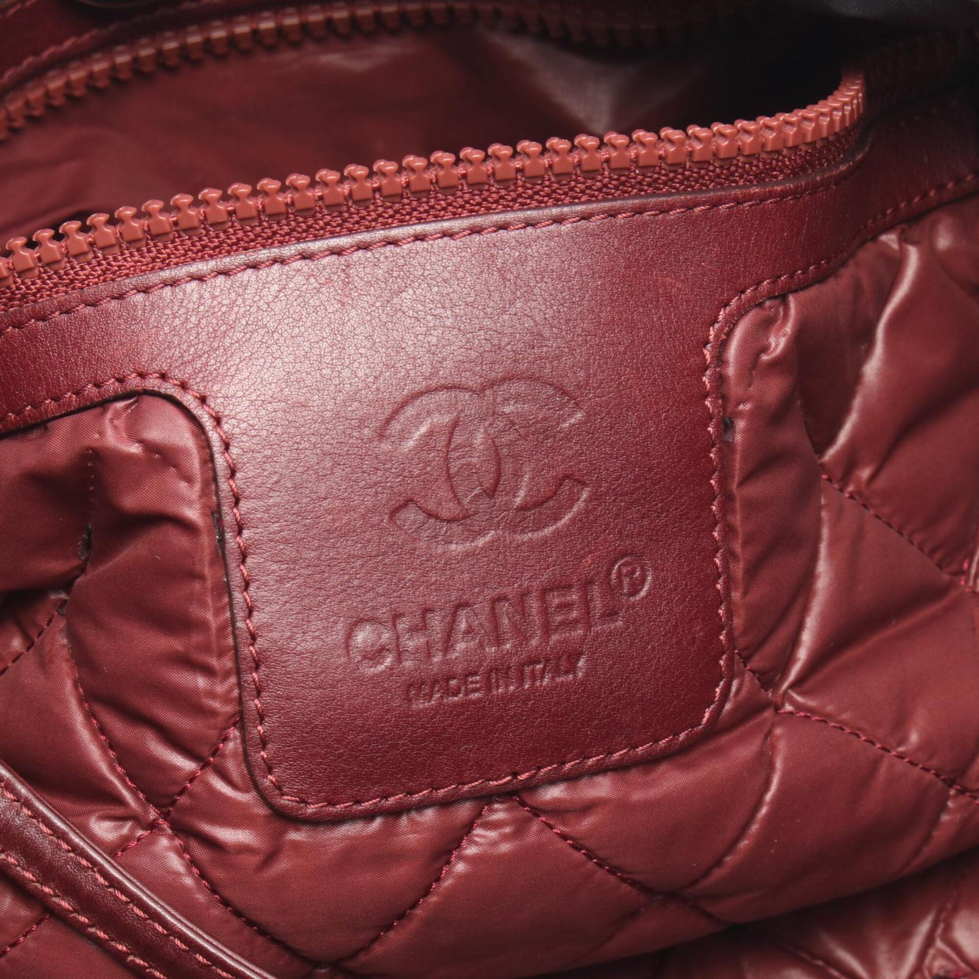 Chanel Black Bordeaux Nylon Handbag Tote Bag (Pre-Owned)