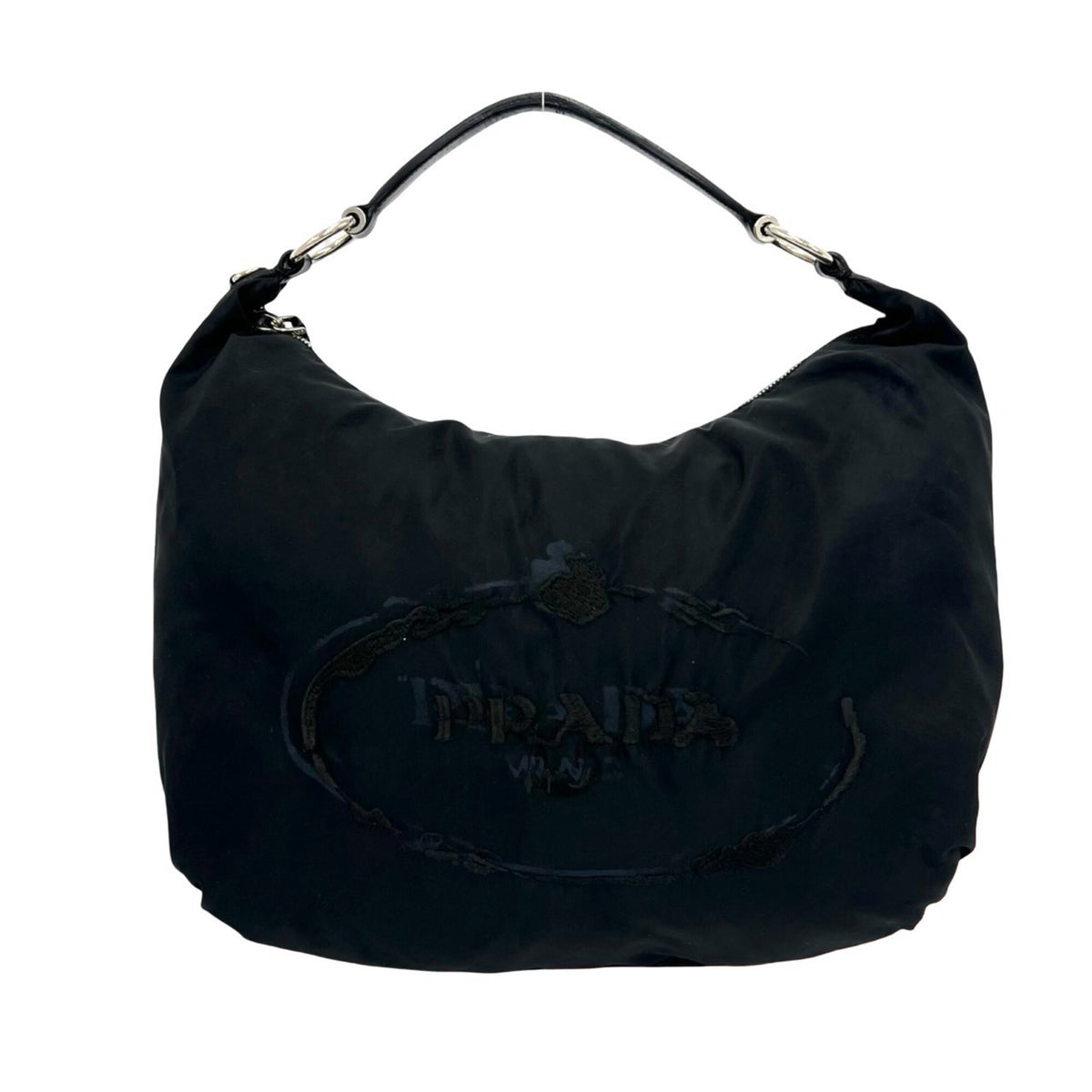 Prada Black Nylon Leather Handbag Shoulder Bag (Pre-Owned)
