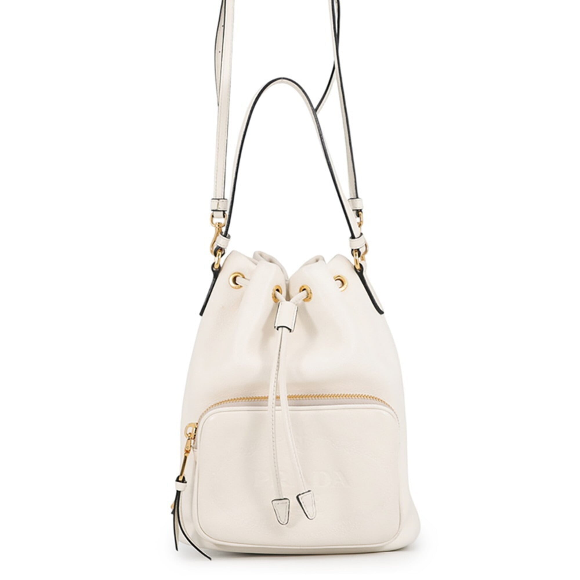 Prada White Leather Handbag Shoulder Bag (Pre-Owned)