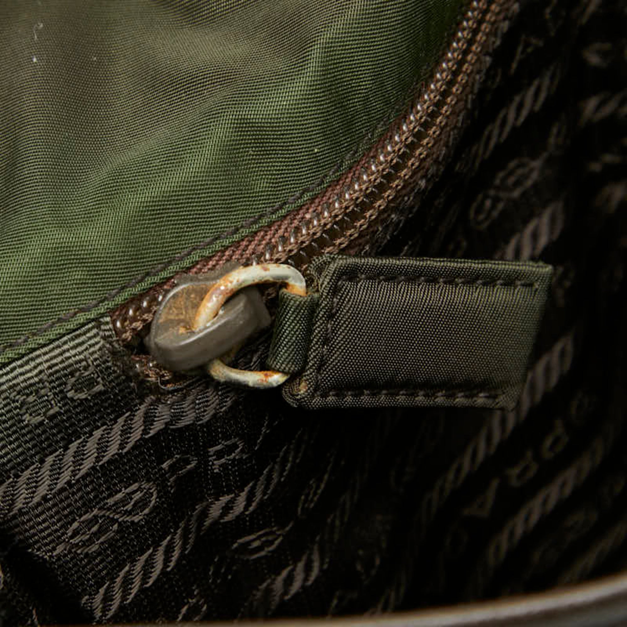 Prada Brown Green Khaki Nylon Leather Messenger Bag Shoulder Bag (Pre-Owned)