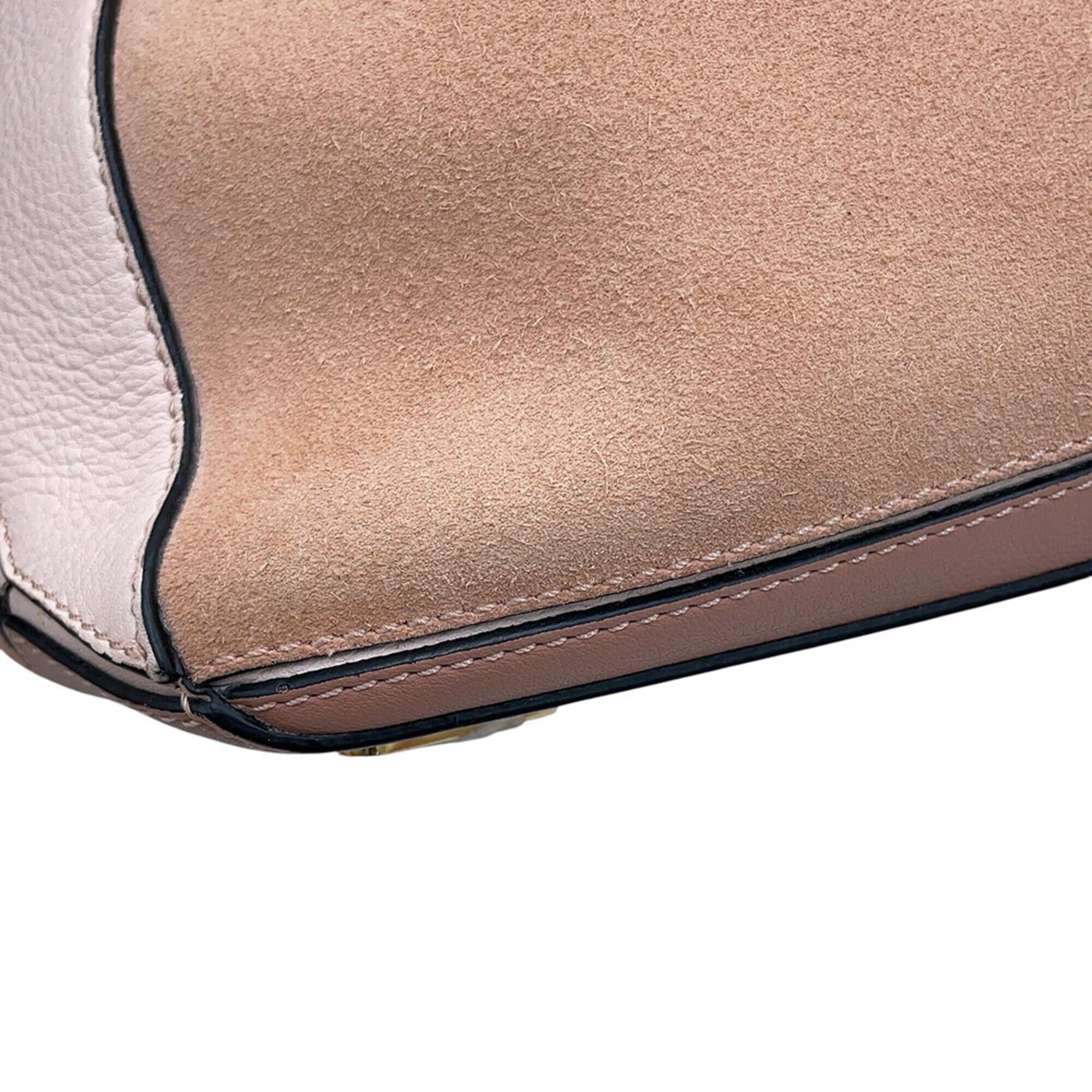 Loewe Pink Pink Beige Suede Leather Handbag Shoulder Bag (Pre-Owned)