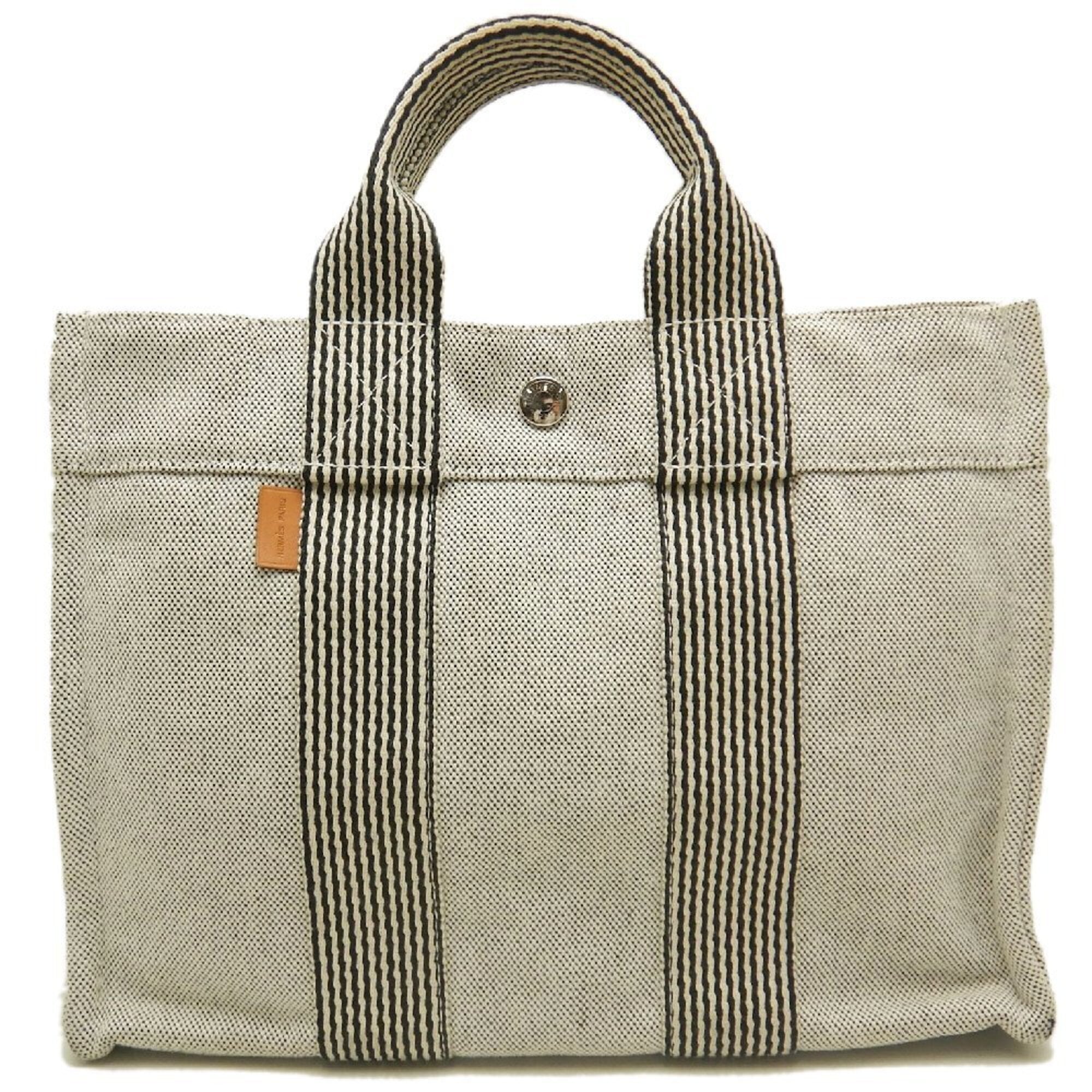 Hermes Black Gray Canvas Tote Bag (Pre-Owned)