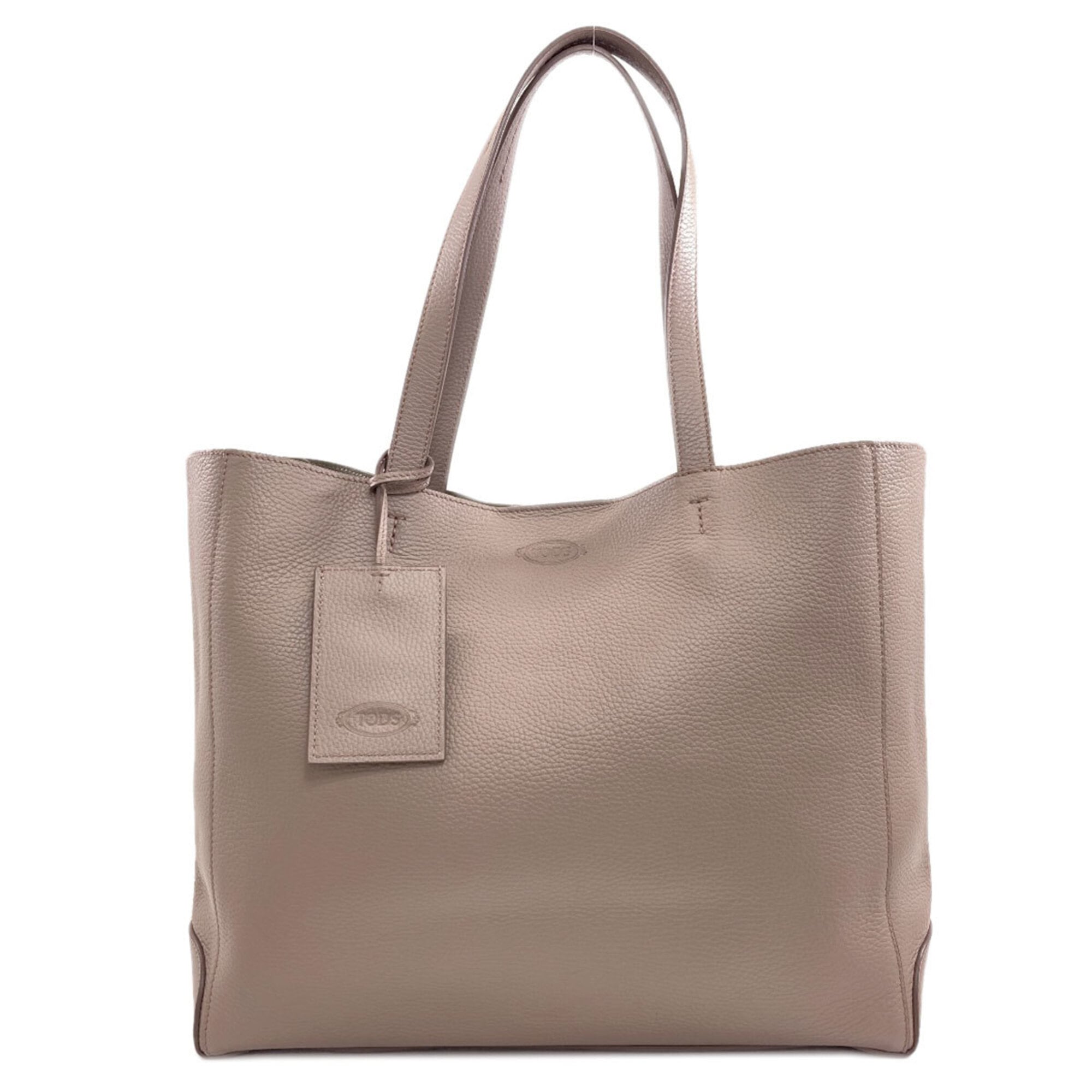 Tod's Grayish Leather Tote Bag (Pre-Owned)
