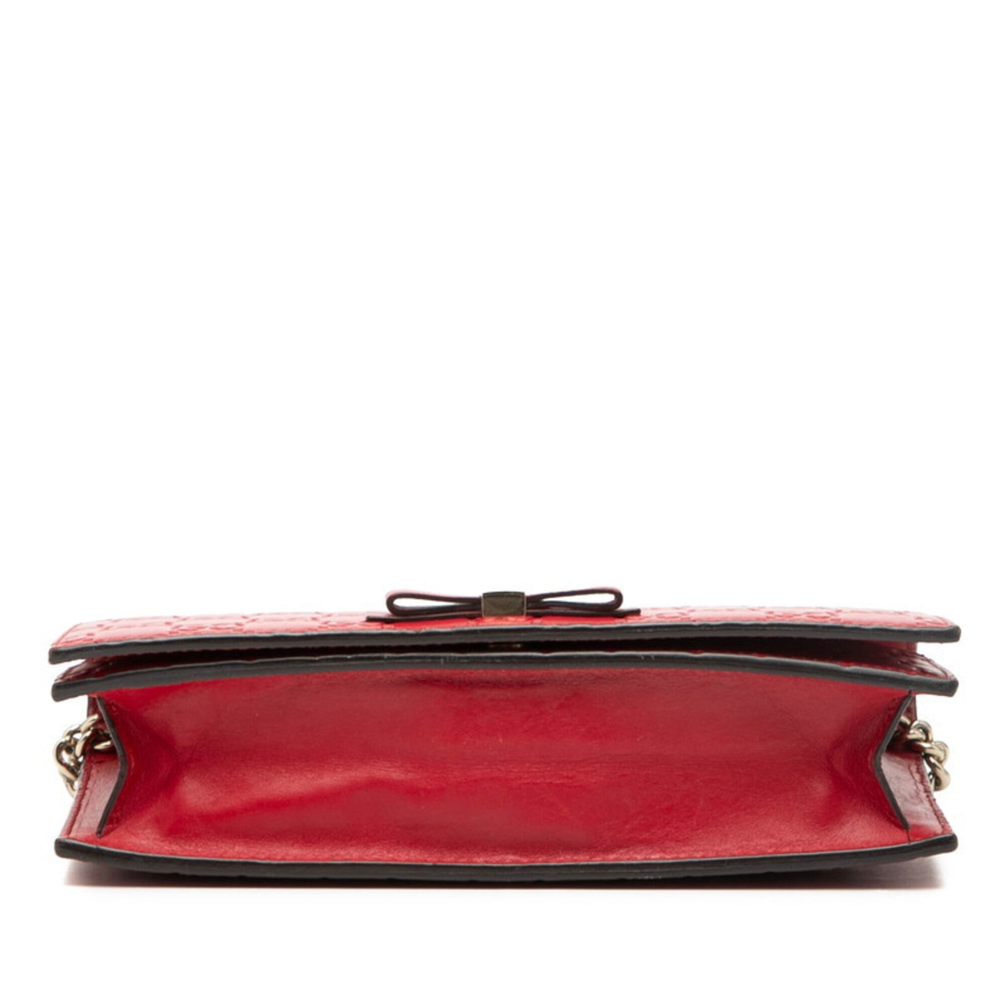 Gucci Guccissima Red Color Leather Shoulder Bag (Pre-Owned)