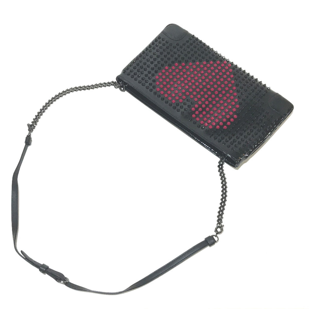 Christian Louboutin Black Patent Leather Clutch Bag Shoulder Bag (Pre-Owned)