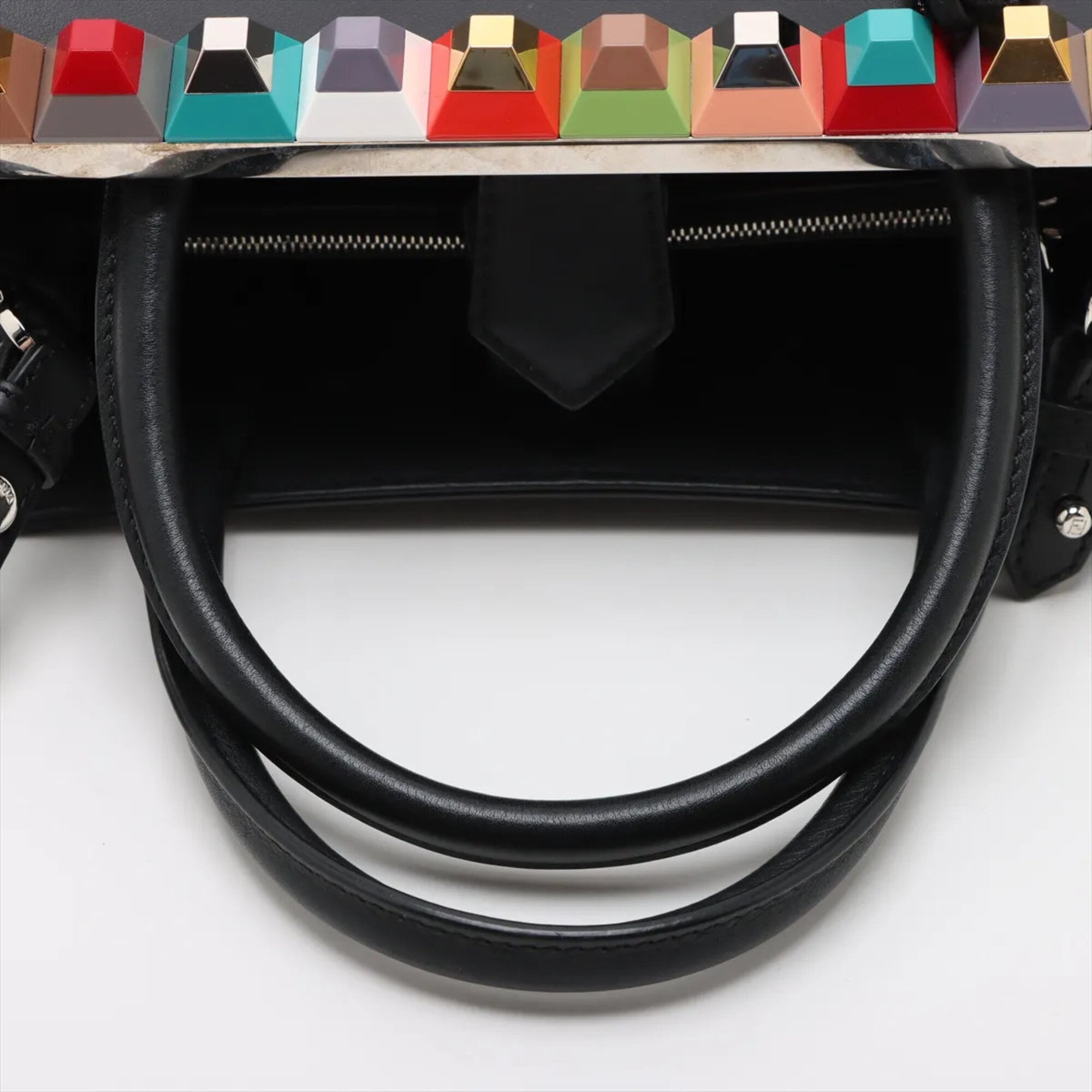 Fendi Black Leather Handbag Tote Bag (Pre-Owned)