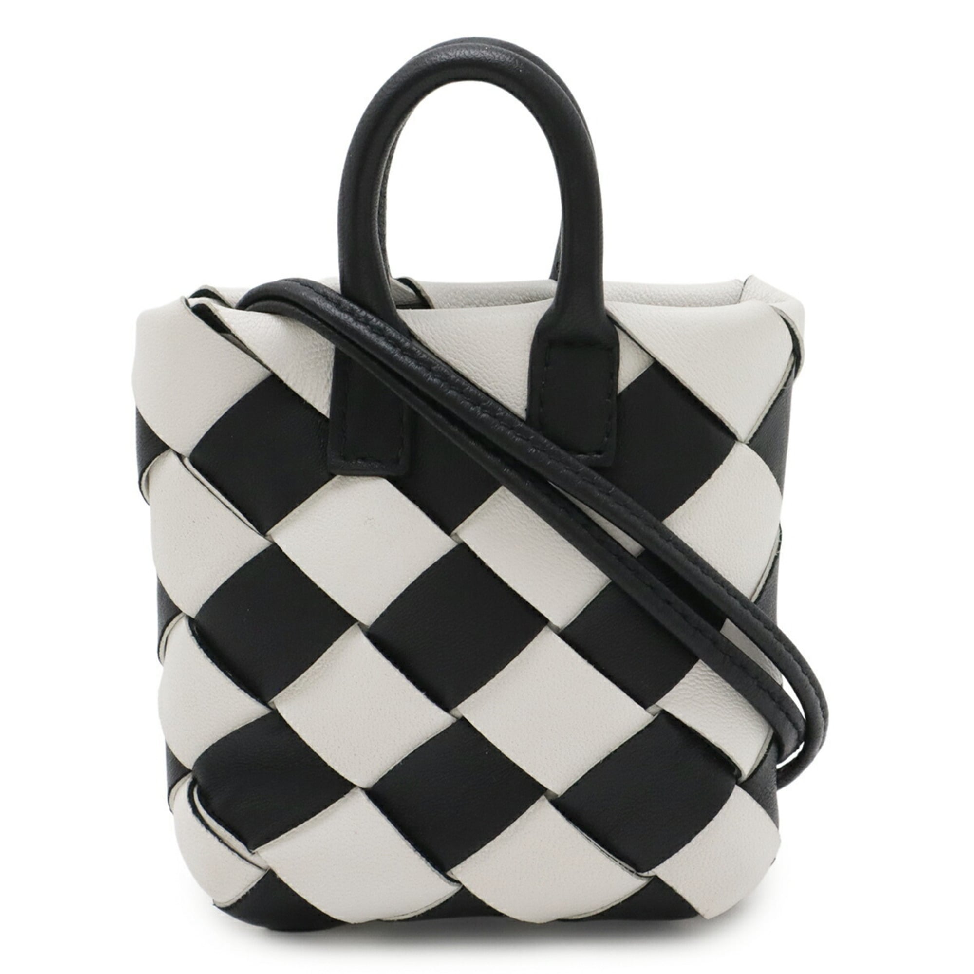 Bottega Veneta Black White Leather Pouch (Pre-Owned)