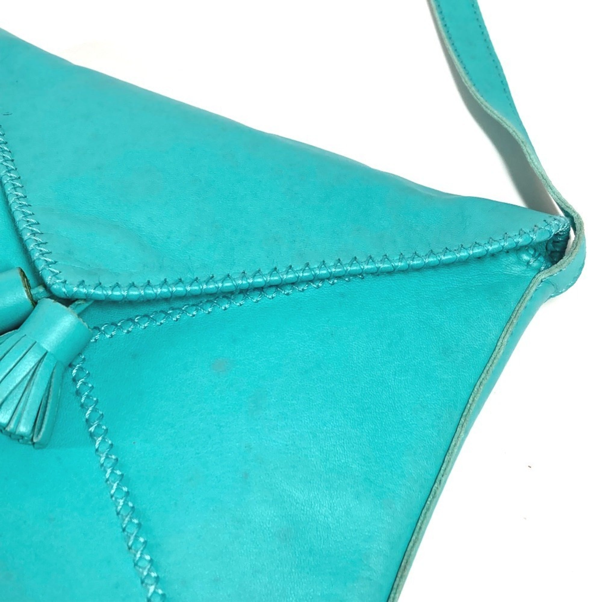 Hermes Turquoise Leather Pochette Shoulder Bag (Pre-Owned)
