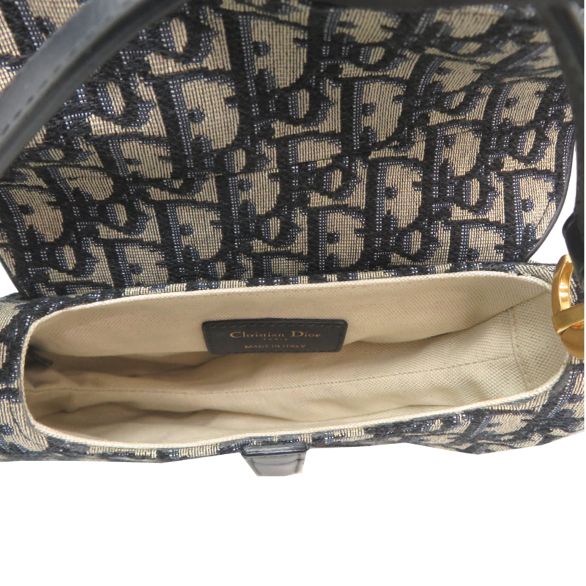 Christian Dior Jacquard Leather Handbag Saddle Bag (Pre-Owned)