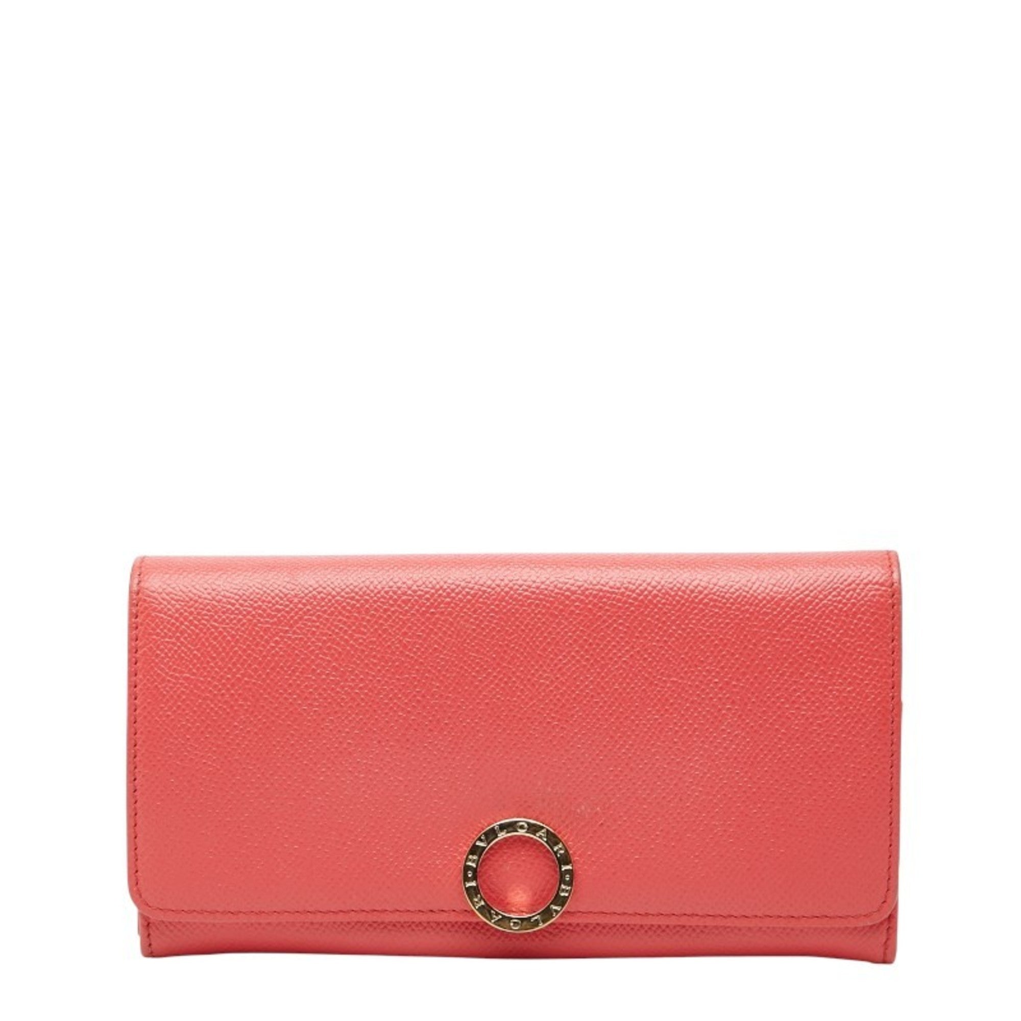 Bvlgari Pink Leather Long Wallet (Bi-Fold) (Pre-Owned)