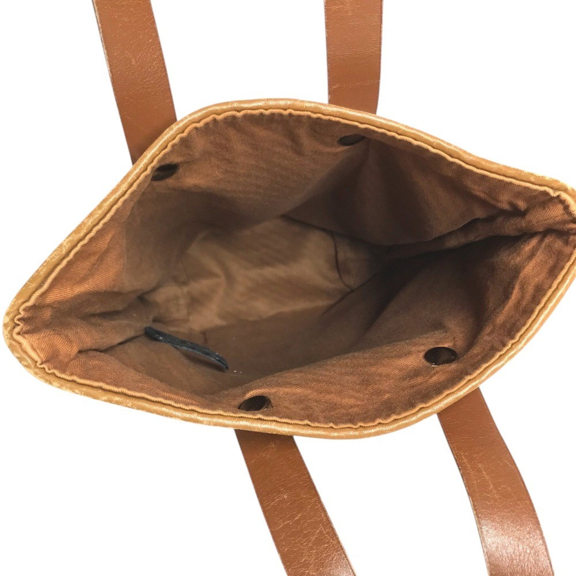 Hermes Brown Leather Canvas Handbag Tote Bag (Pre-Owned)