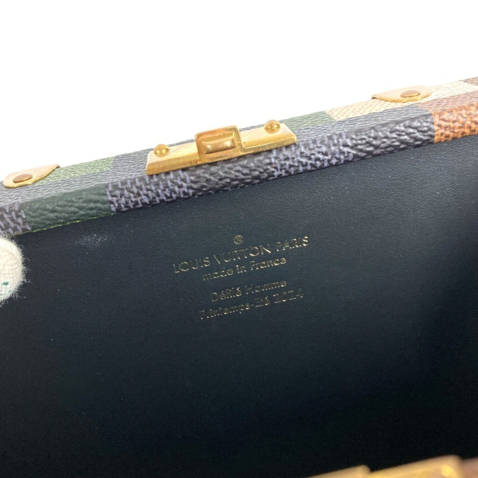 Louis Vuitton Khaki Leather Clutch Bag Handbag Pouch Shoulder Bag (Pre-Owned)
