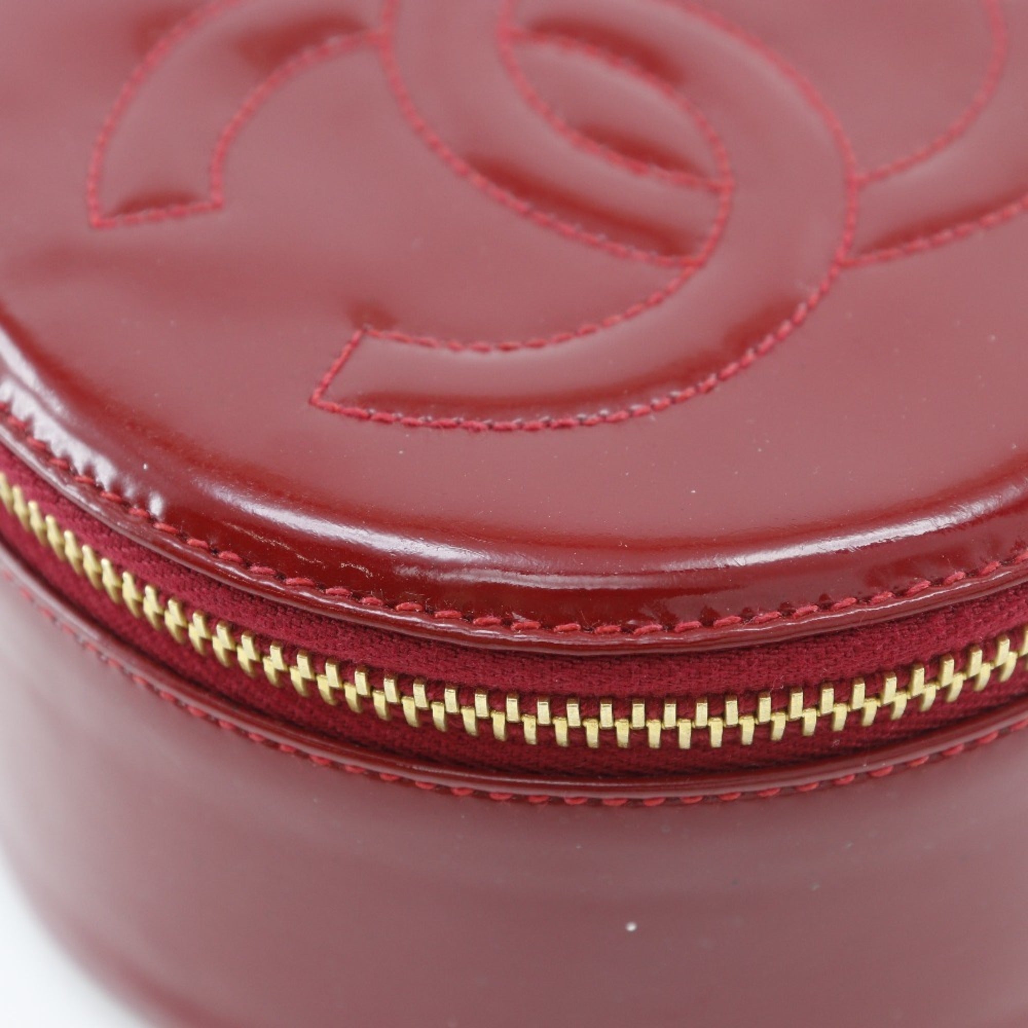 Chanel Red Color Leather Pouch (Pre-Owned)