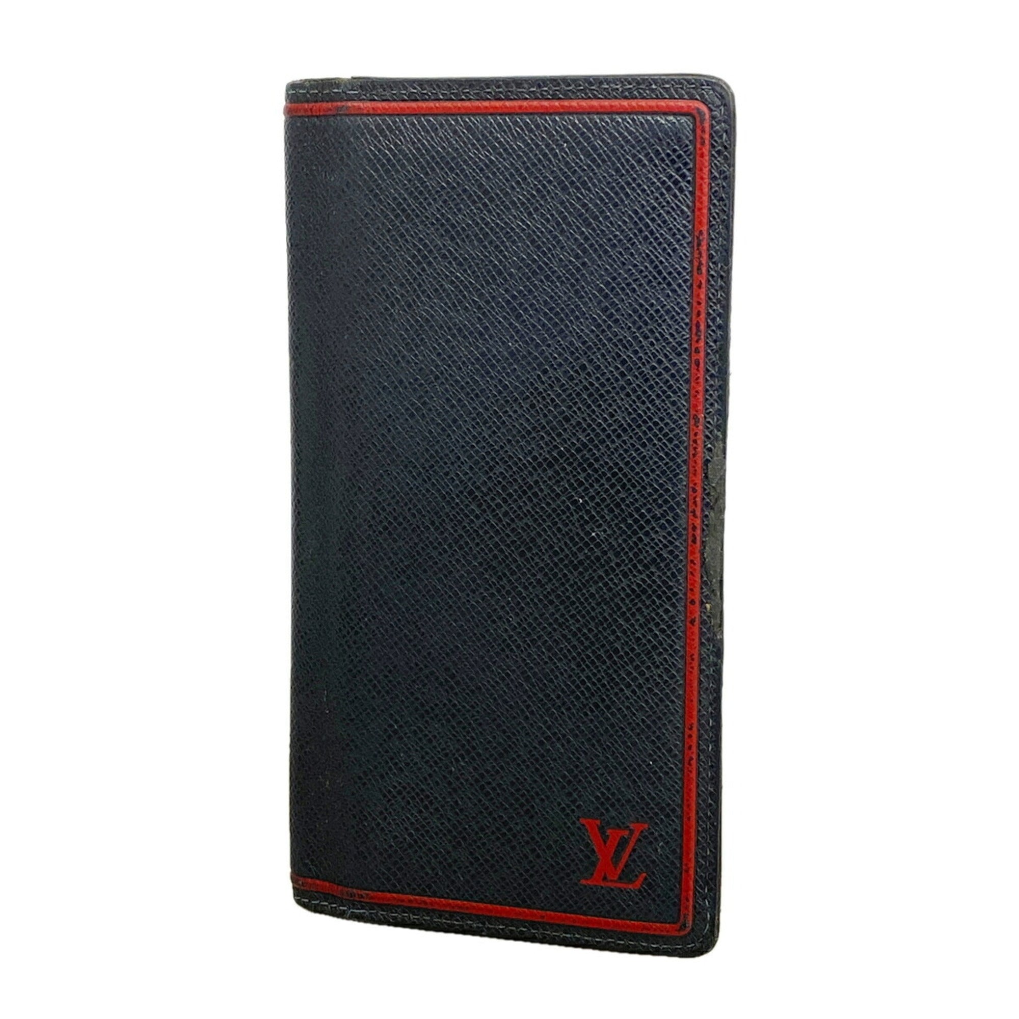 Louis Vuitton Navy Red Color Long Wallet (Bi-Fold) (Pre-Owned)