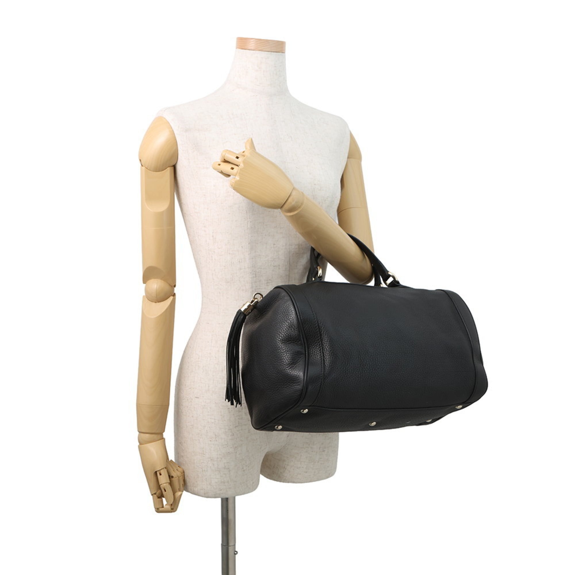 Gucci Black Leather Boston Bag (Pre-Owned)