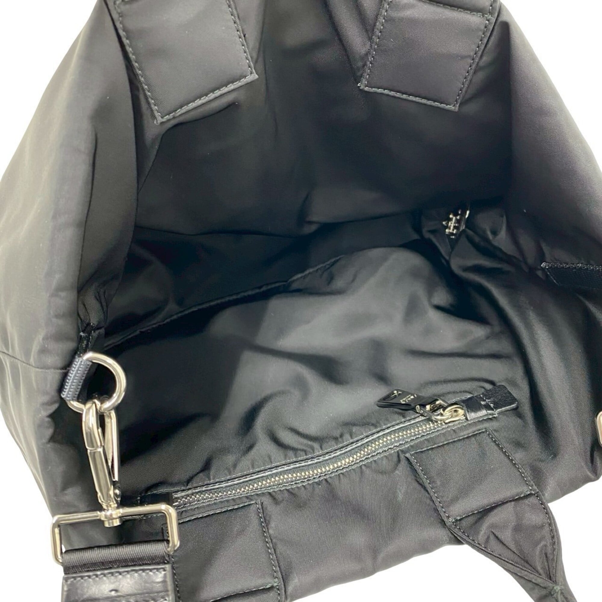 Prada Black Nylon Leather Handbag Shoulder Bag (Pre-Owned)