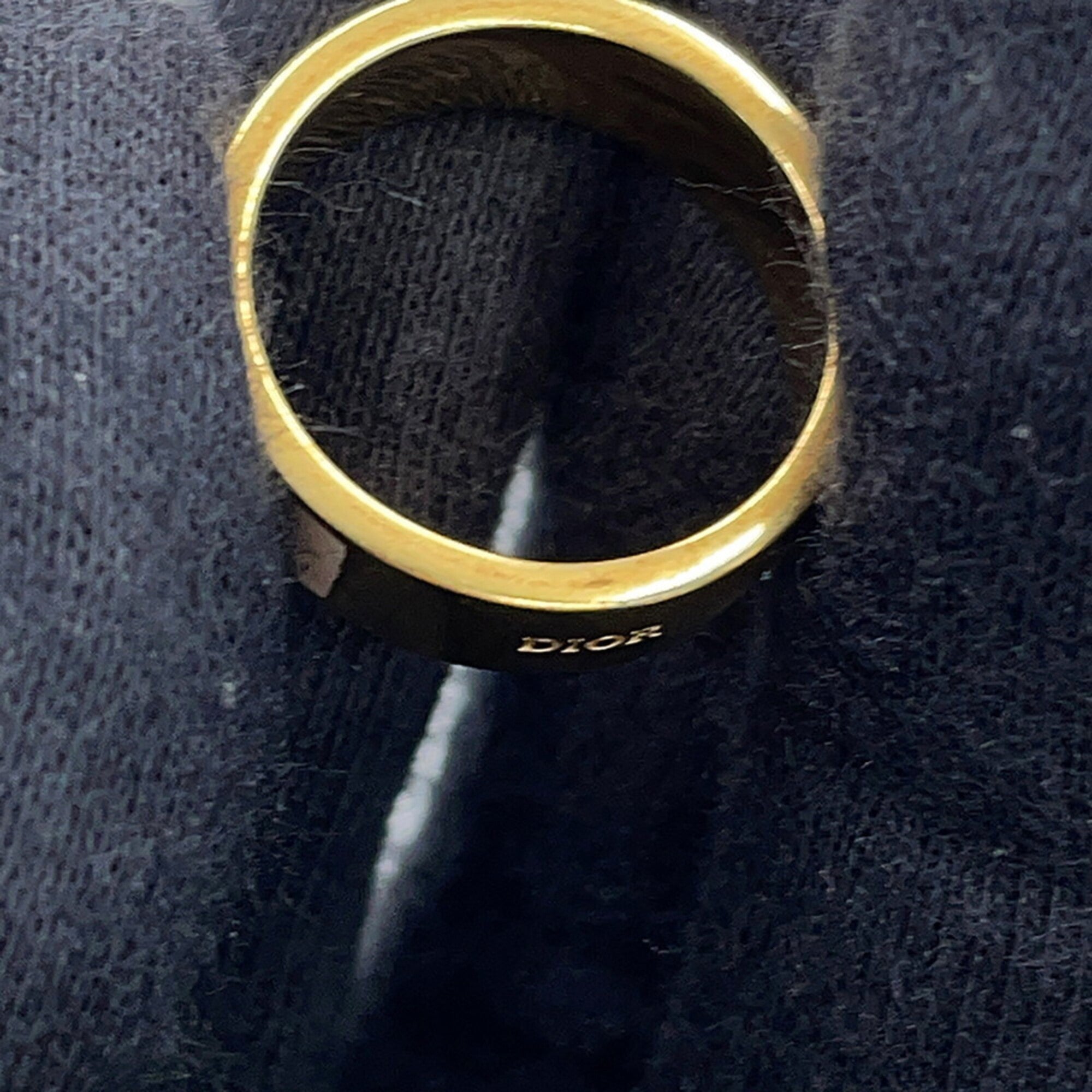 Christian Dior Gold Pink Lacquer Metal Band Ring (Pre-Owned)