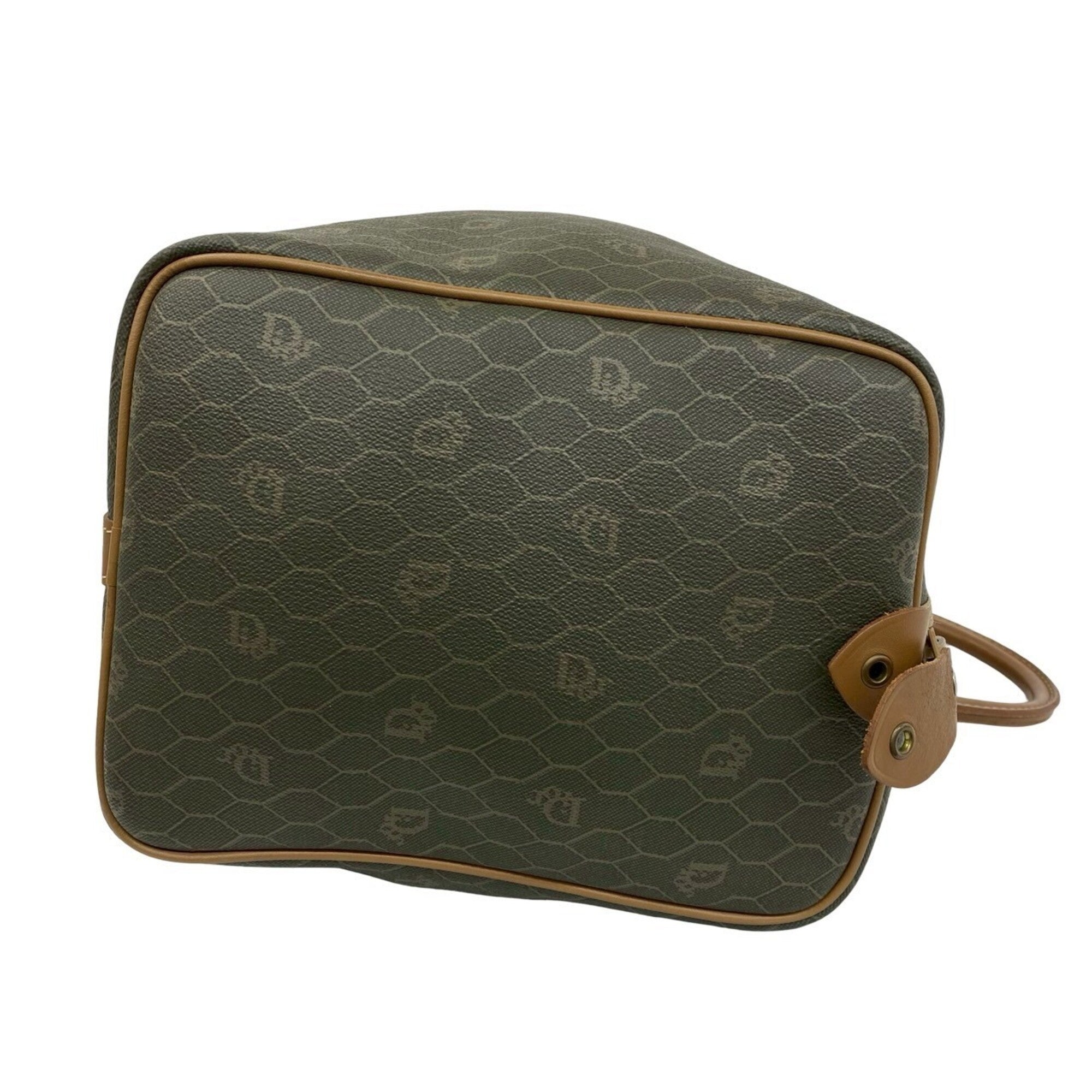 Christian Dior Brown Khaki Leather Pvc Boston Bag (Pre-Owned)
