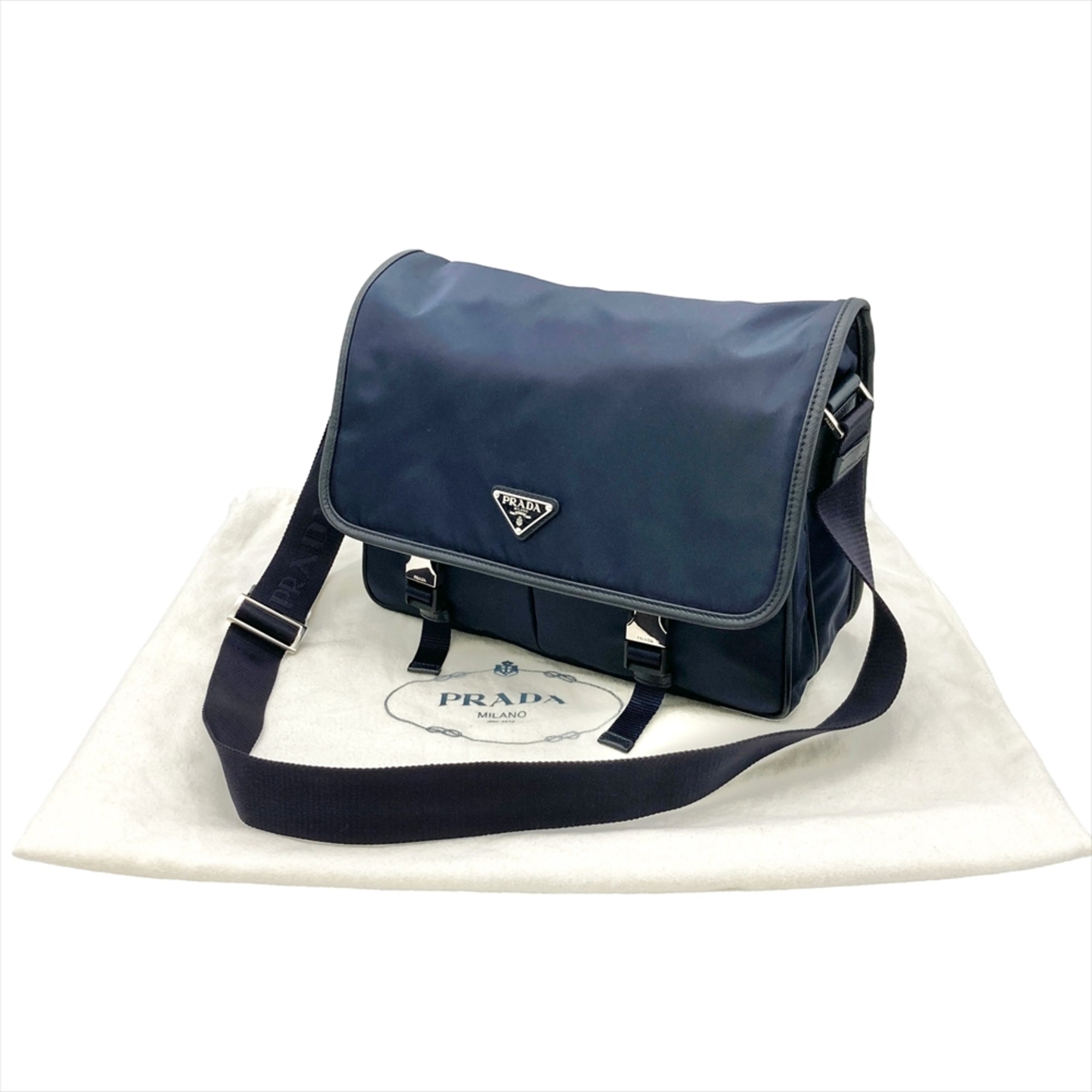 Prada Navy Nylon Shoulder Bag (Pre-Owned)