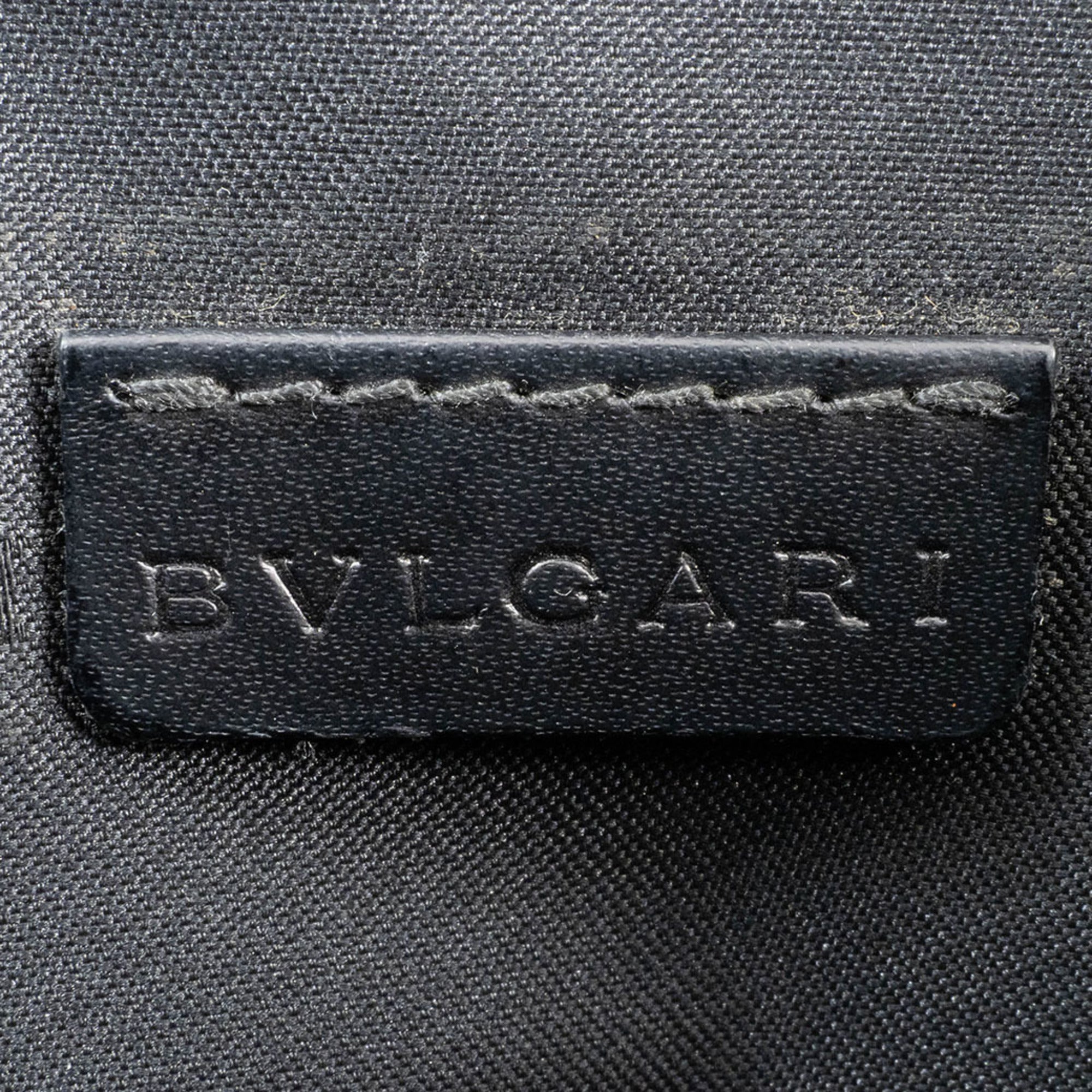Bvlgari Logomania Black Canvas Leather Shoulder Bag (Pre-Owned)