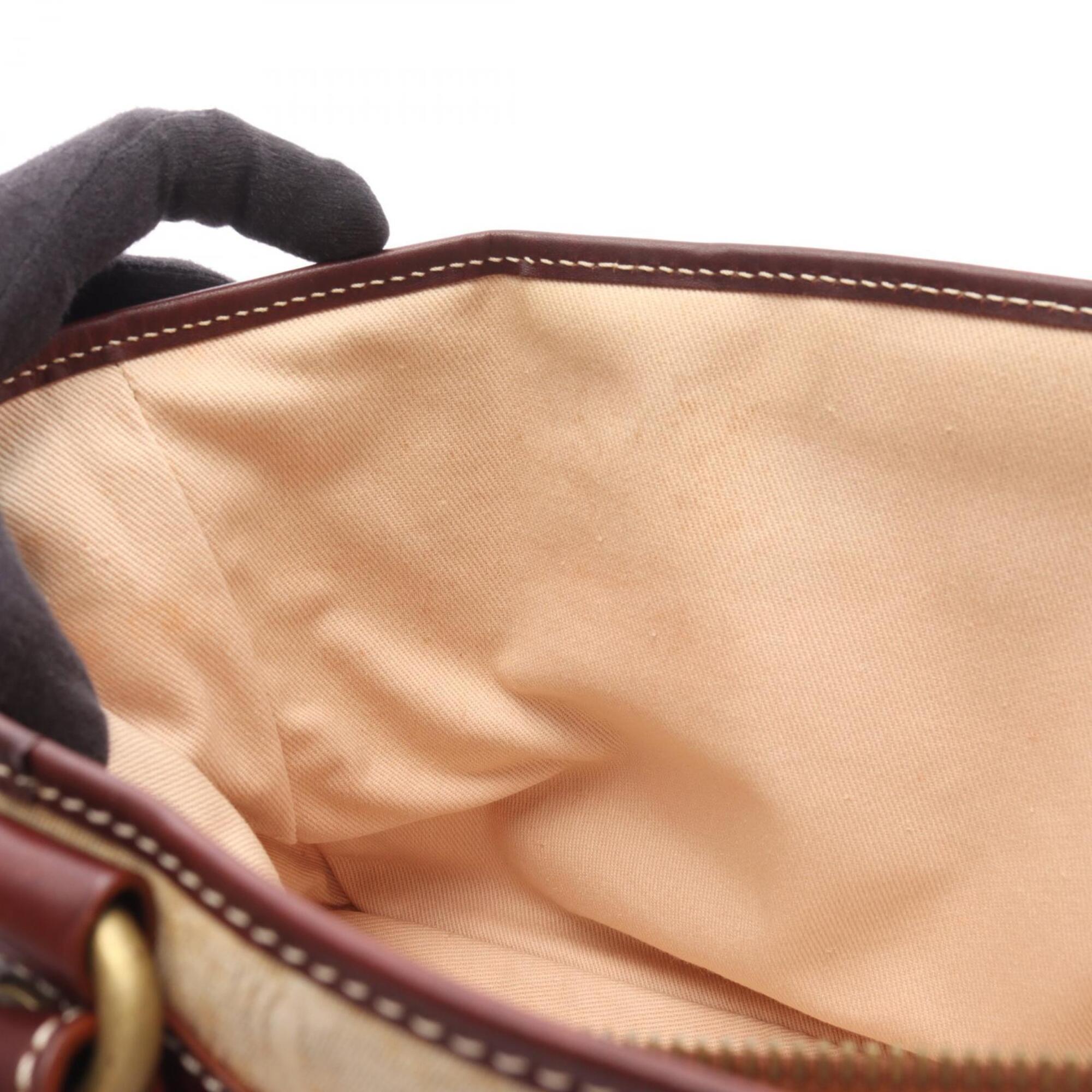 Celine Beige Brown Canvas Leather Handbag (Pre-Owned)