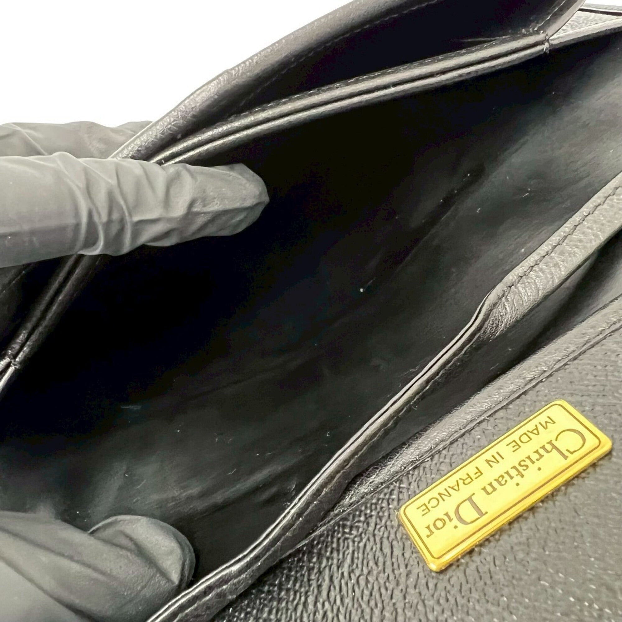 Christian Dior Black Leather Pochette Shoulder Bag (Pre-Owned)