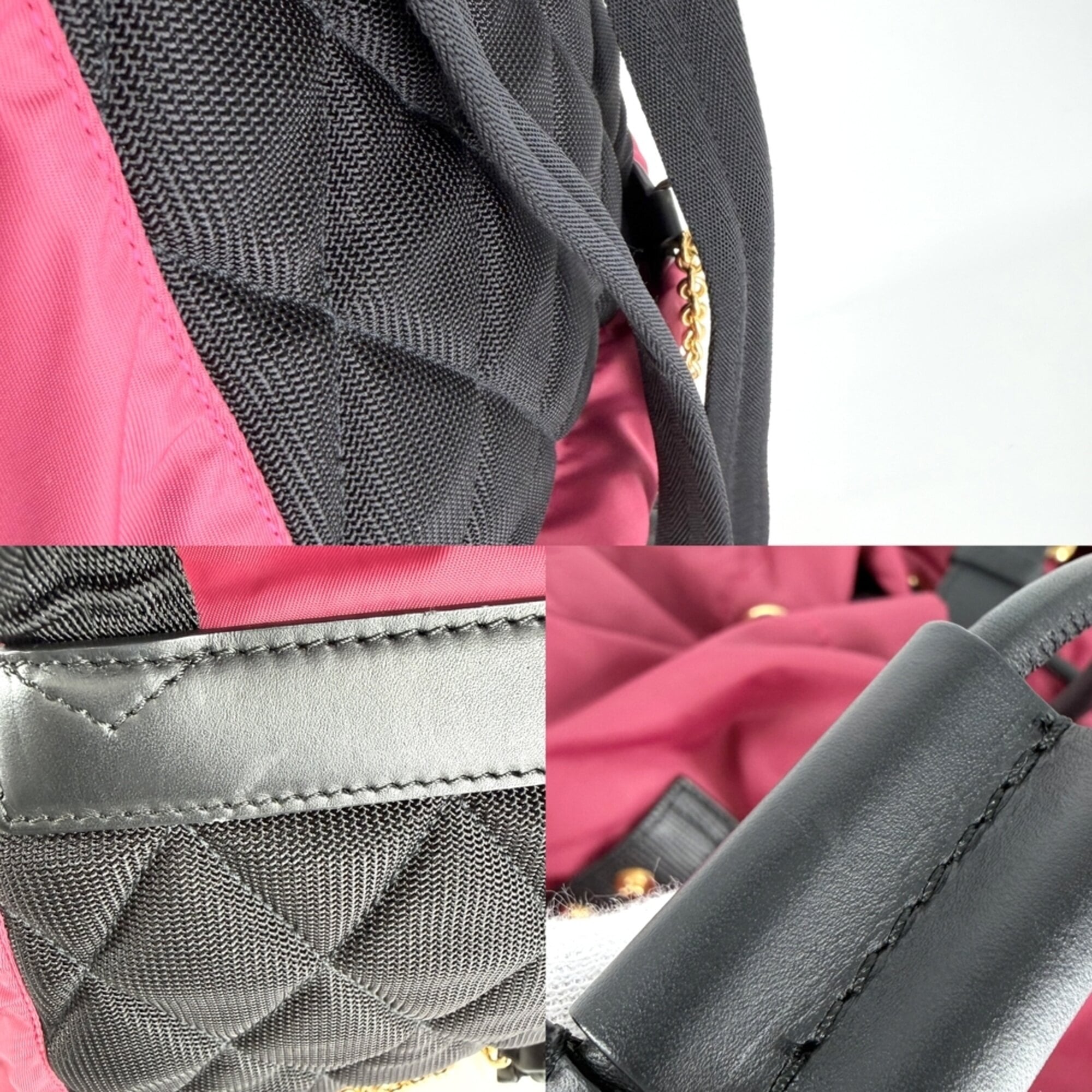 Burberry Black Pink Nylon Leather Backpack (Pre-Owned)