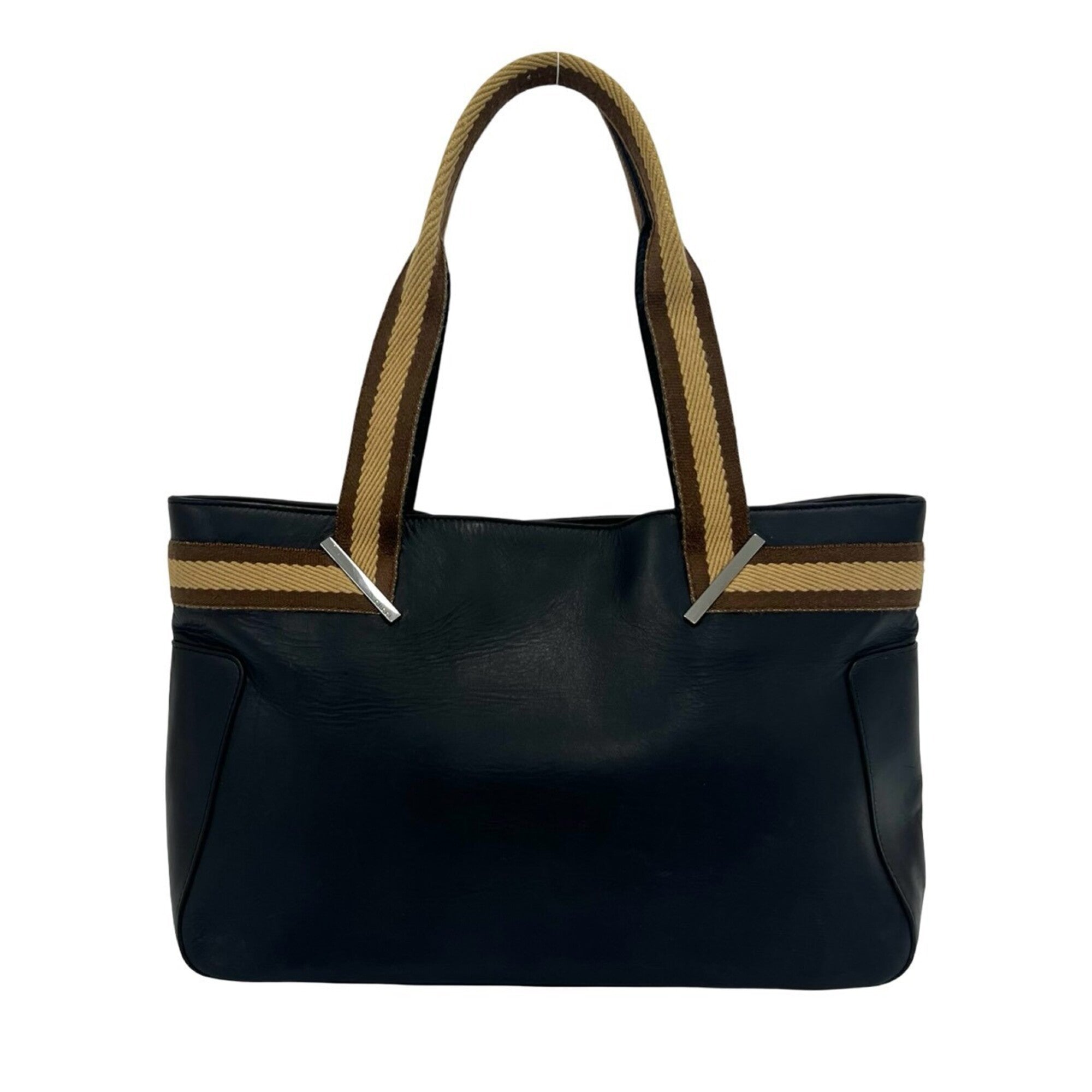 Gucci Beige Black Brown Leather Handbag Tote Bag (Pre-Owned)