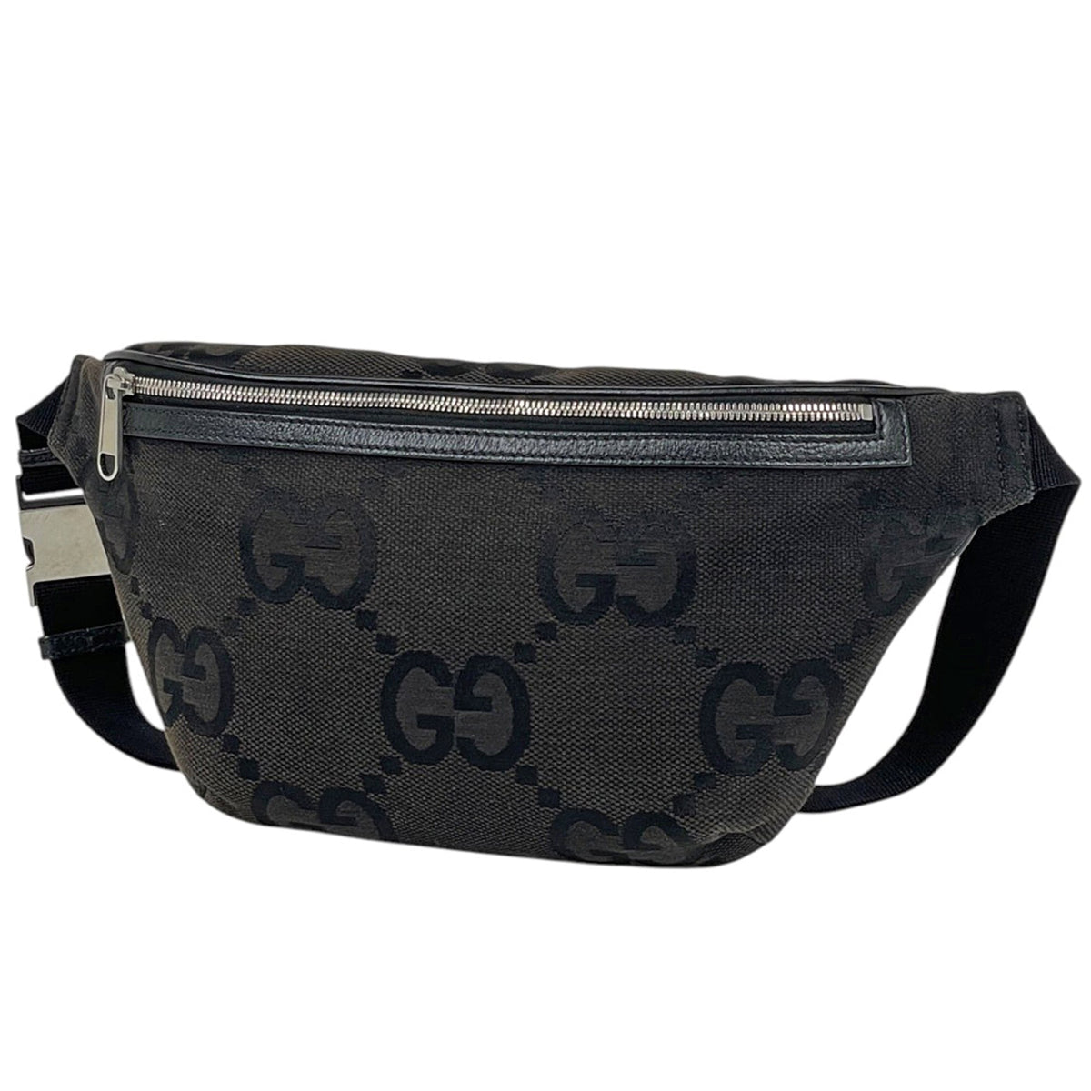 Gucci Black Gg Canvas Leather Fanny Pack (Pre-Owned)