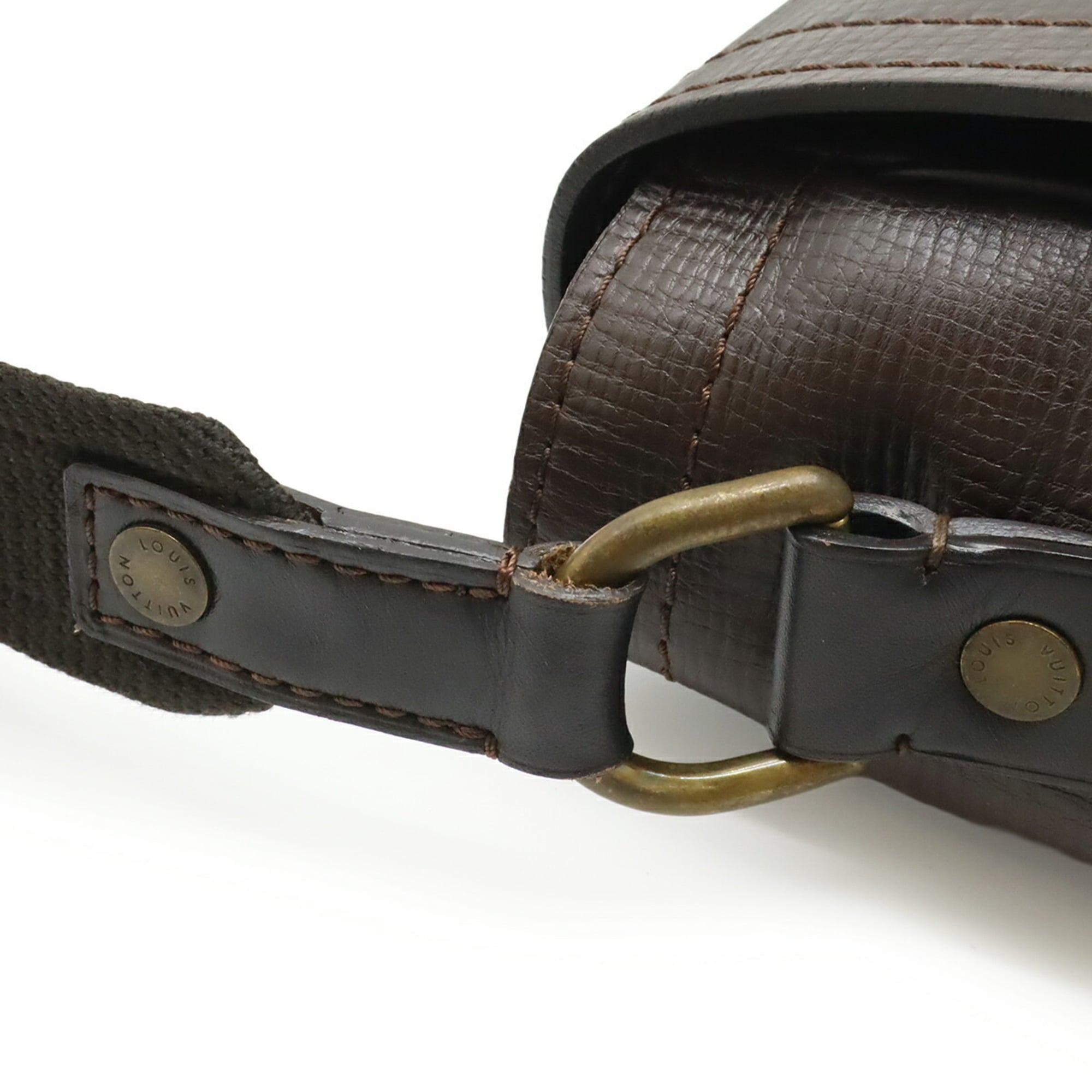 Louis Vuitton Coffee Leather Messenger Bag Shoulder Bag (Pre-Owned)