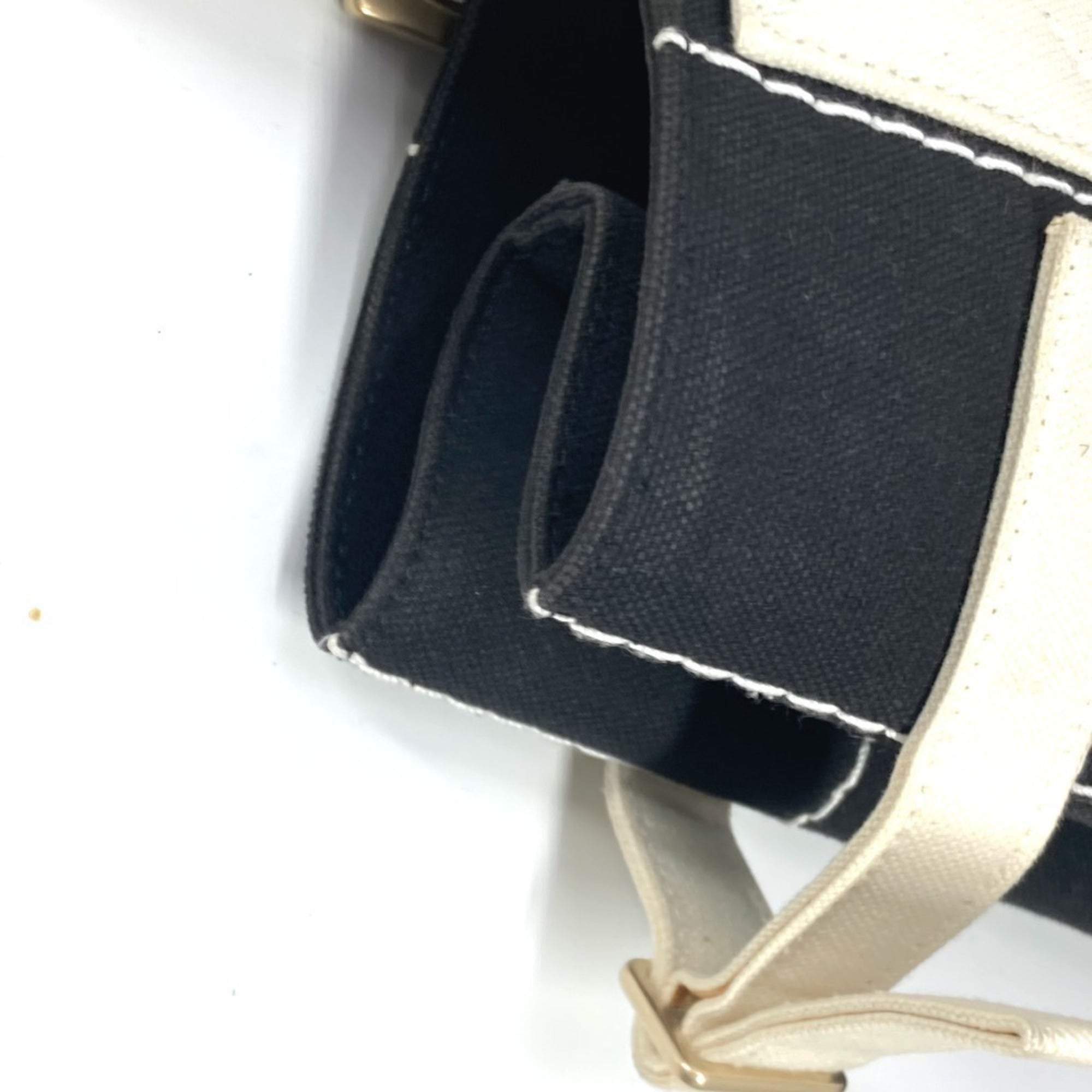 Chanel Black White Canvas Shoulder Bag Tote Bag (Pre-Owned)