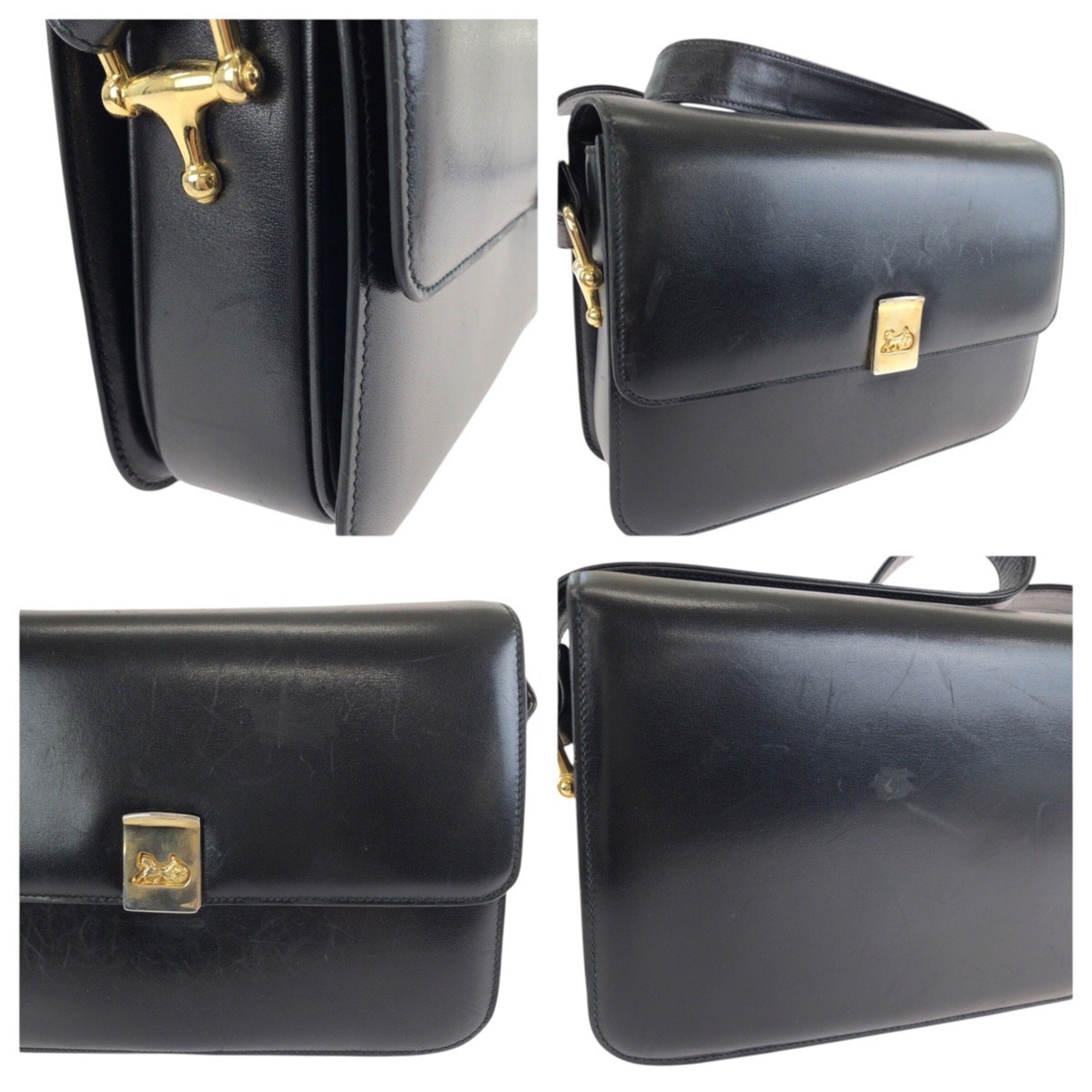 Celine Black Leather Pochette Shoulder Bag (Pre-Owned)