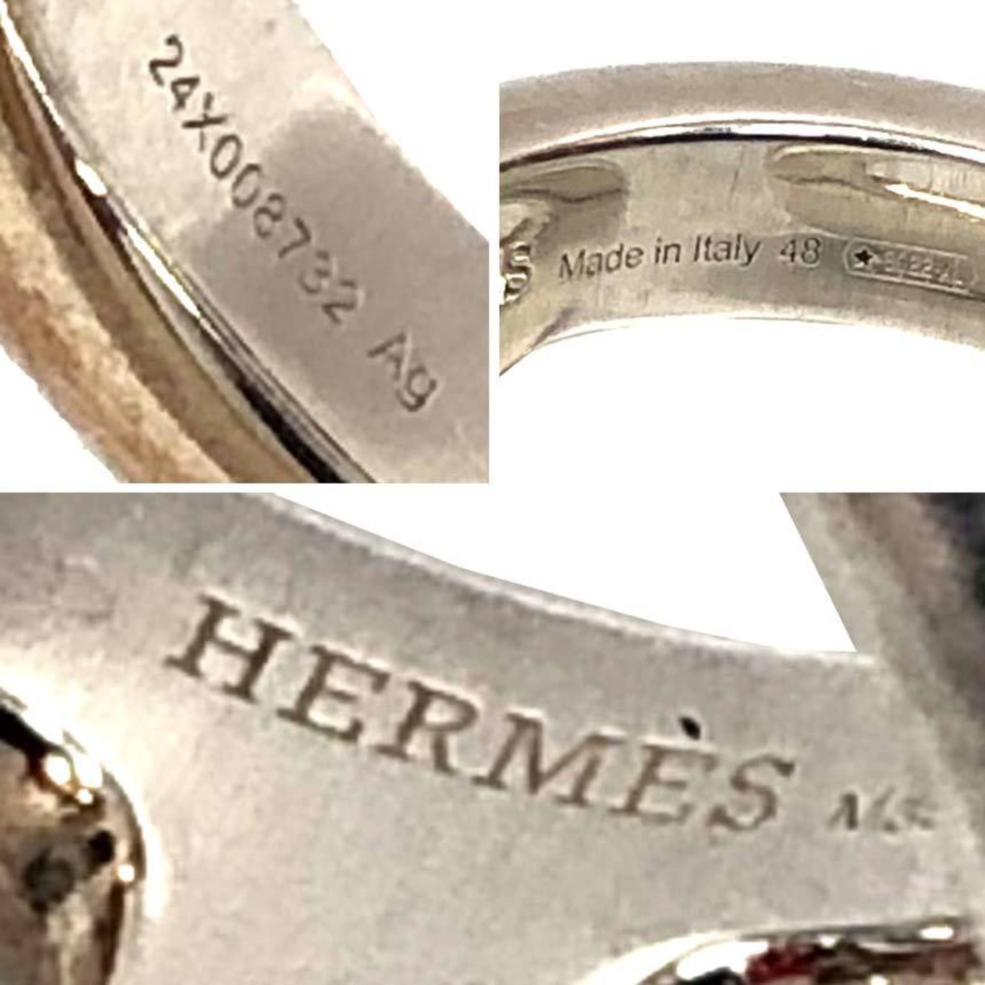 Hermes Silver Silver 925 Band Ring (Pre-Owned)