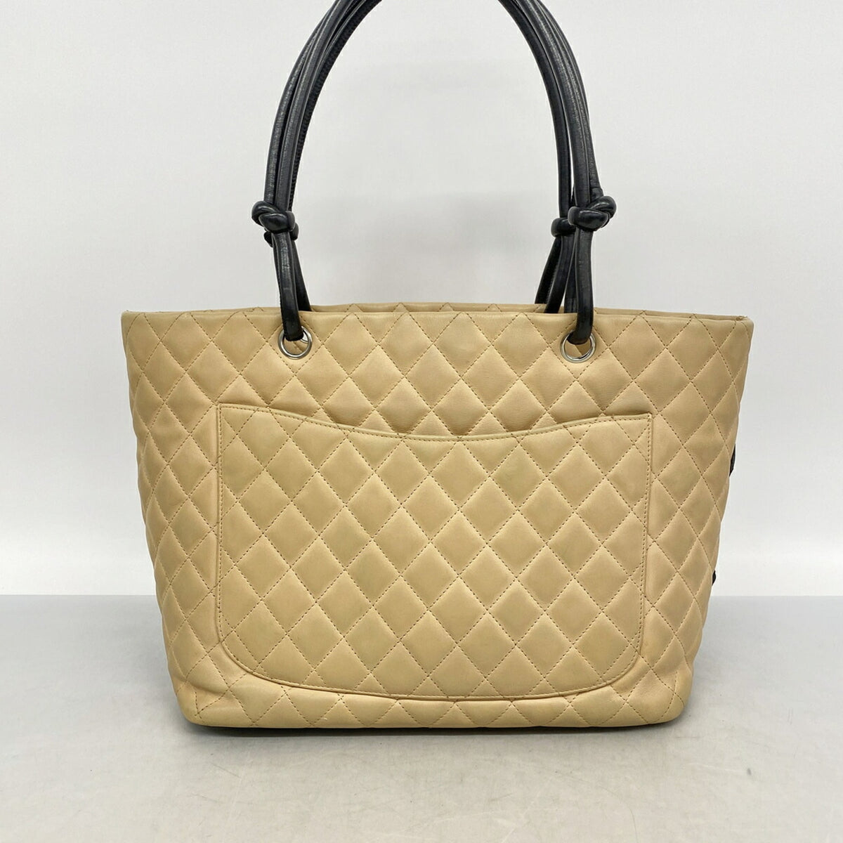Chanel Beige Black Leather Tote Bag (Pre-Owned)