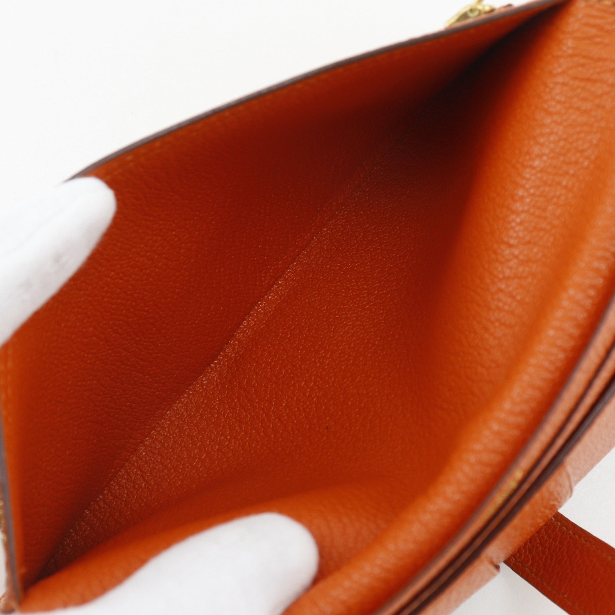 Hermes Orange Chevre Leather Long Wallet (Bi-Fold) (Pre-Owned)