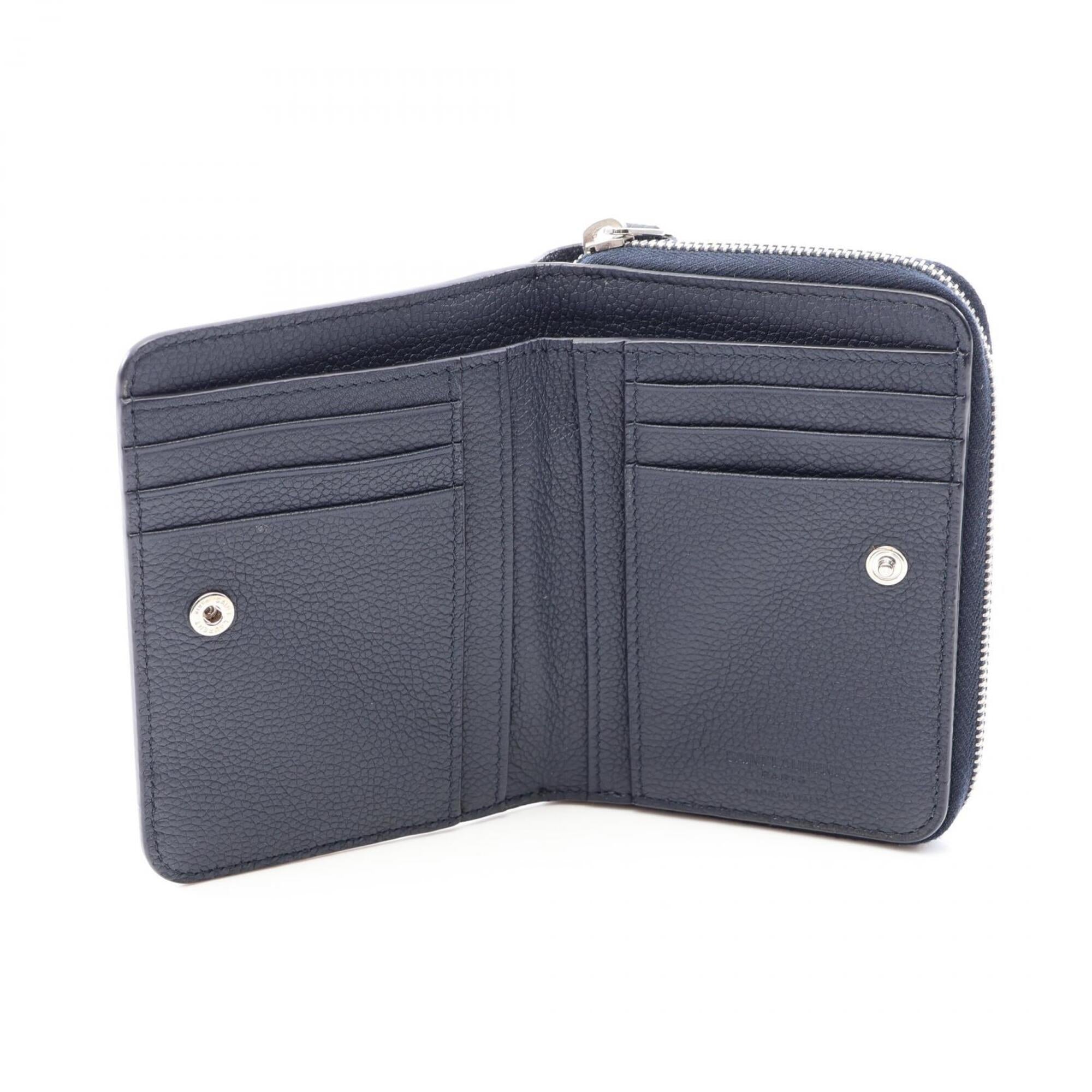 Yves Saint Laurent Navy Leather Wallet (Bi-Fold) (Pre-Owned)