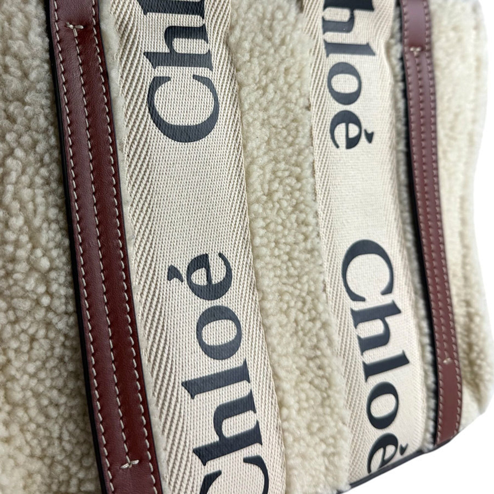 Chloé Brown Ivory Leather Fur Handbag Shoulder Bag (Pre-Owned)