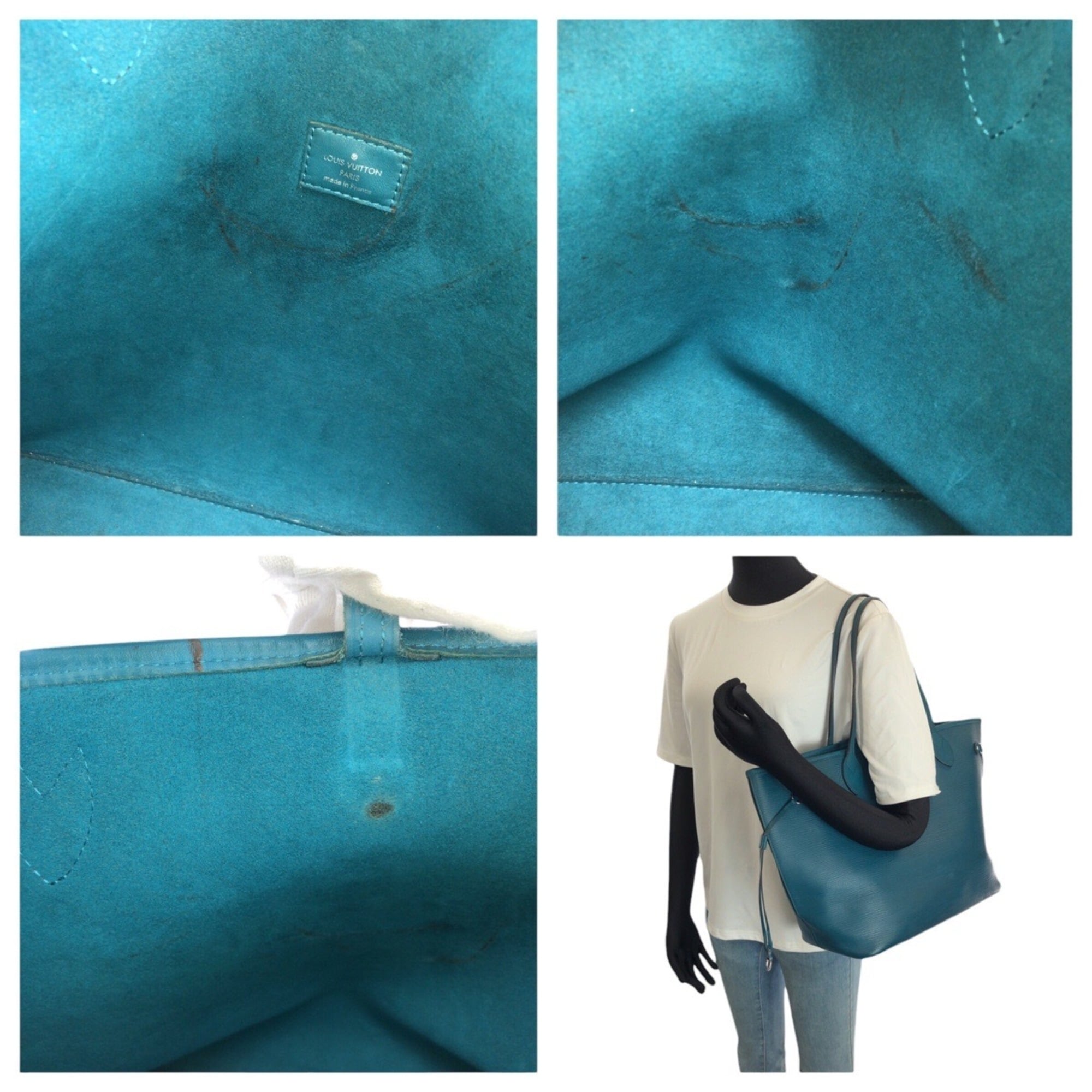 Louis Vuitton Blue Leather Pouch Shoulder Bag Tote Bag (Pre-Owned)