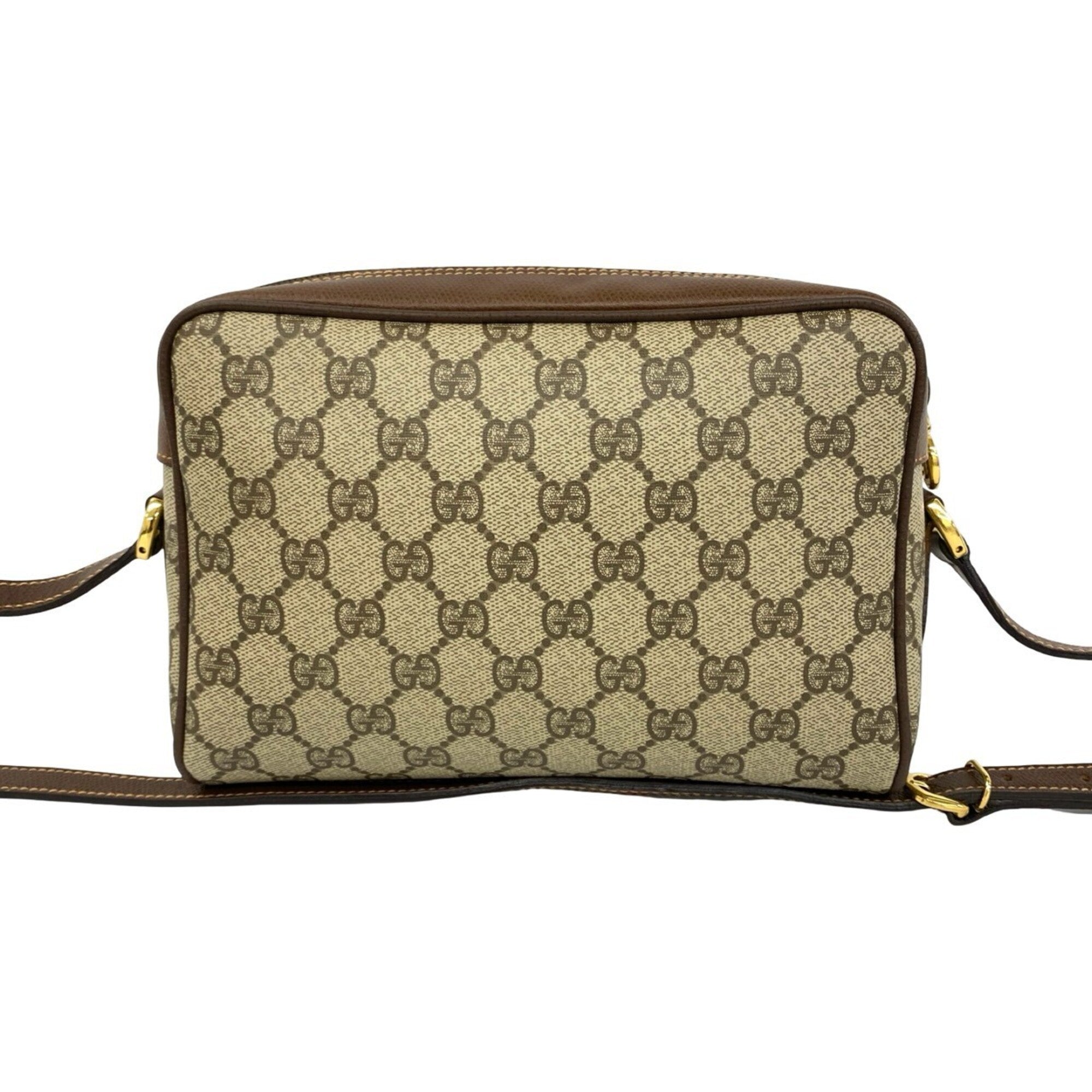 Gucci Brown Green Red Color Leather Pvc Shoulder Bag (Pre-Owned)