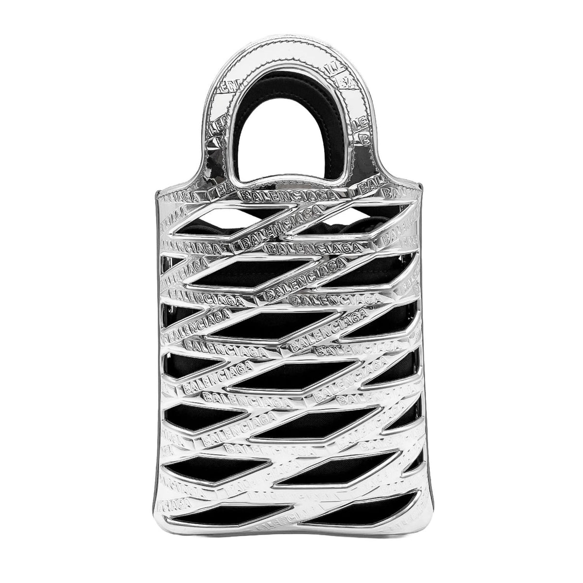 Balenciaga Silver Patent Leather Basket Shoulder Bag (Pre-Owned)