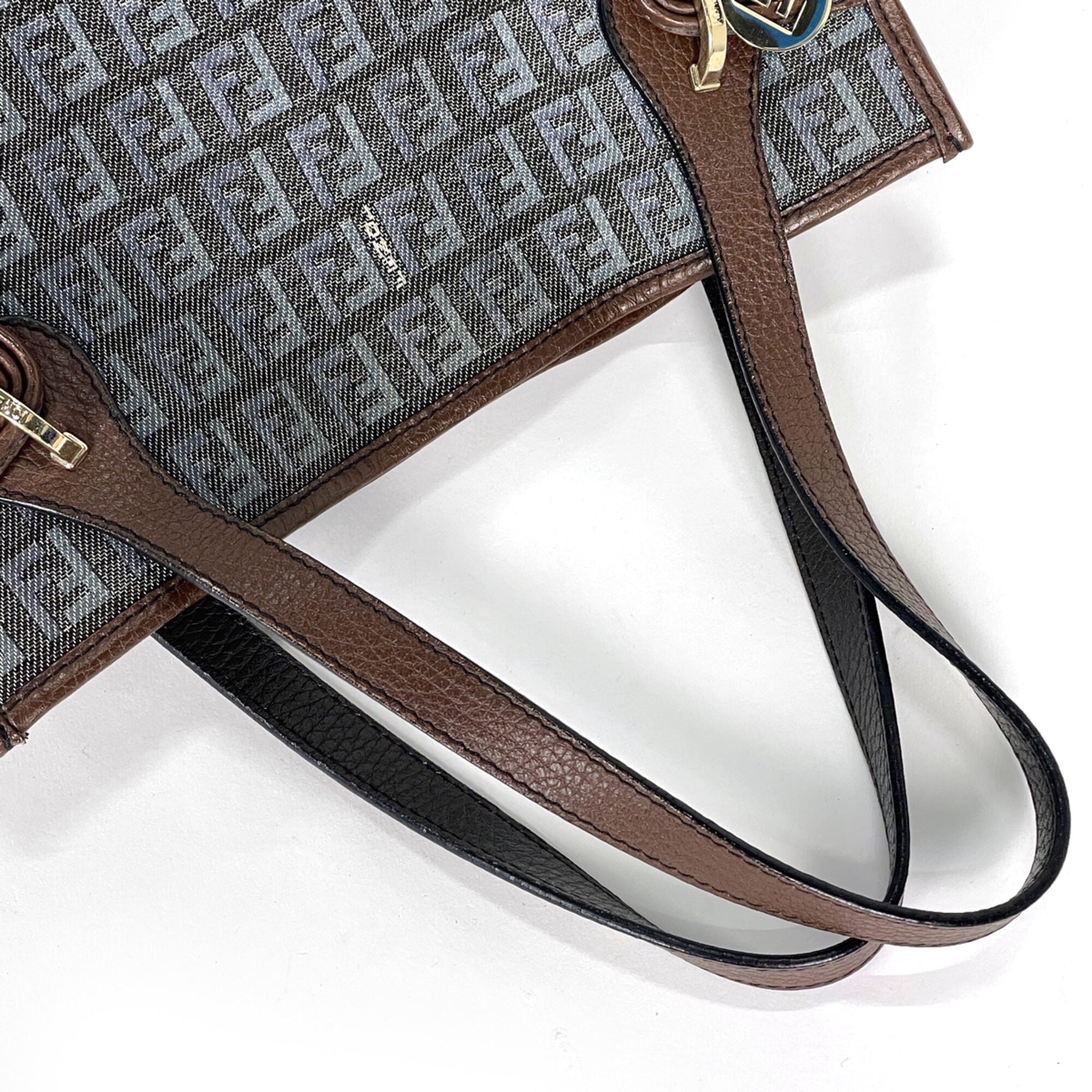 Fendi Brown Green Zucchino Tote Bag (Pre-Owned)