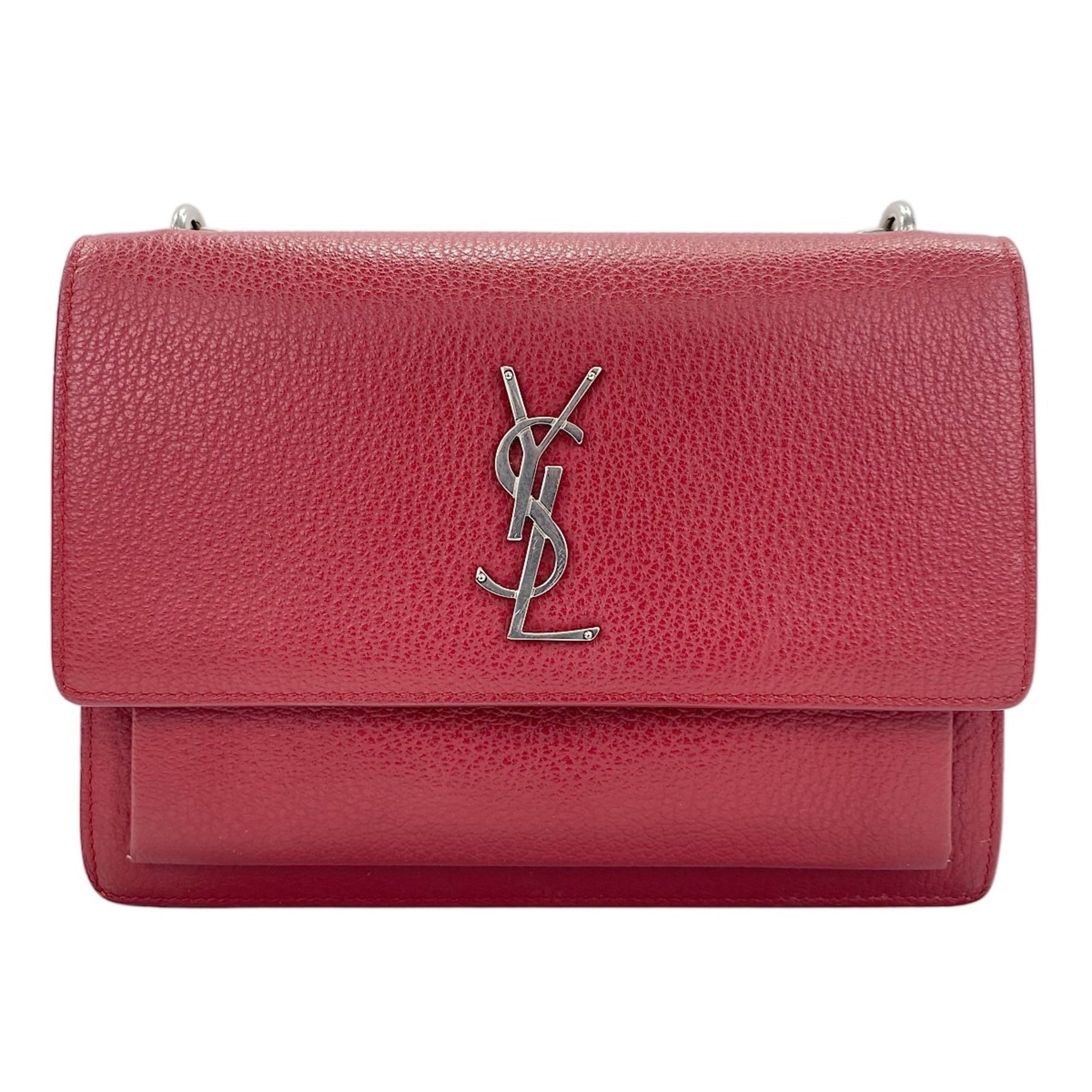 Yves Saint Laurent Red Color Wine Shoulder Bag (Pre-Owned)
