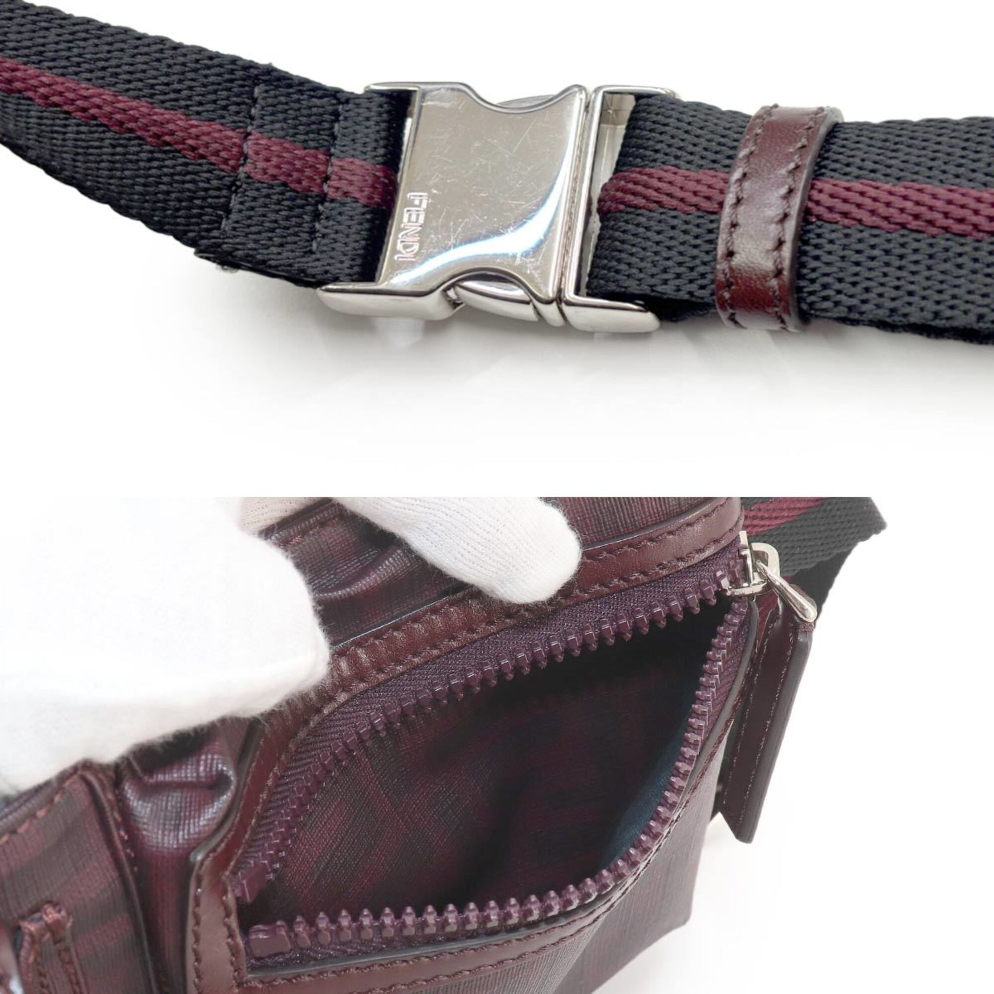 Fendi Bordeaux Pvc Leather Fanny Pack Handbag Sling Bag (Pre-Owned)